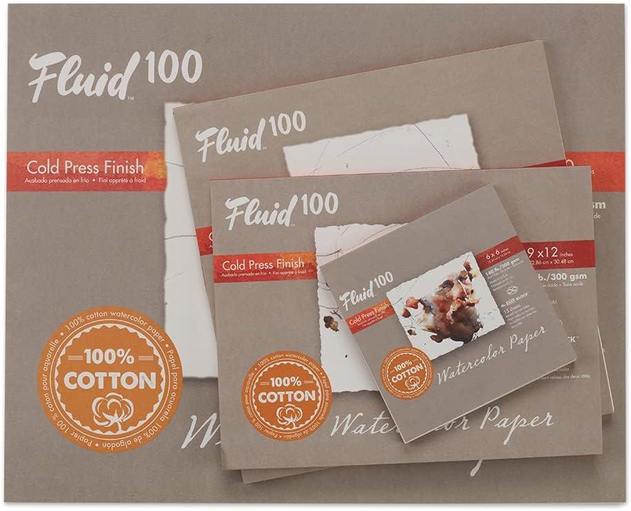 Watercolor Pad, 100% Cotton 20 Sheets, 140lb/300gsm, Glue Bound,  Cold-Pressed, Acid-Free, Art