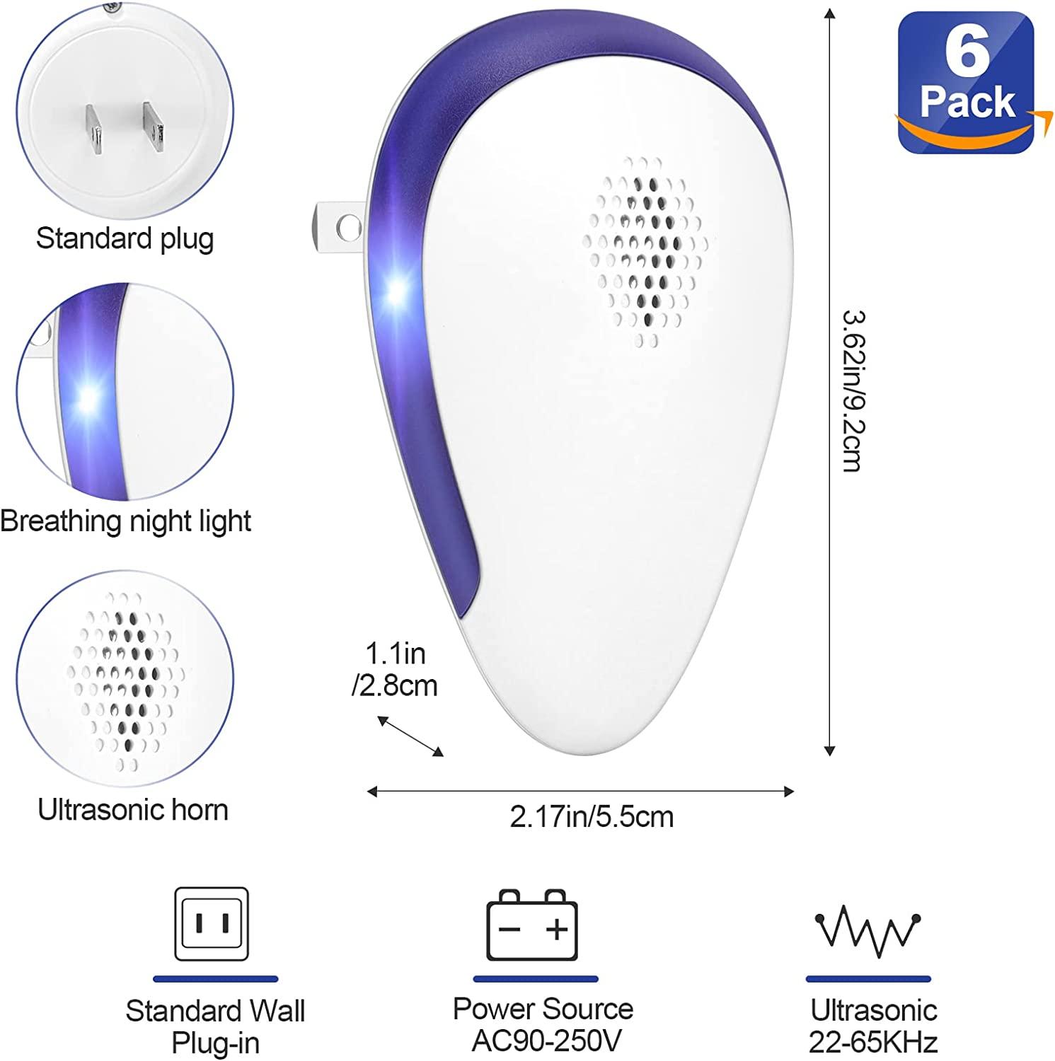 Pest Repellent Ultrasonic Plug in, Electronic Pest Repeller 6 Packs