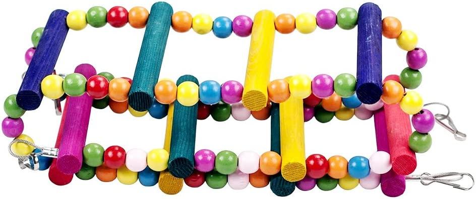 KSK Natural Wooden Ladder Toy For Parakeets Parrots 8.5 Inch KSK Natural Wooden Bird Ladder - 3 Step Toy For Parrots And Small Birds Wooden Parrot Ladder