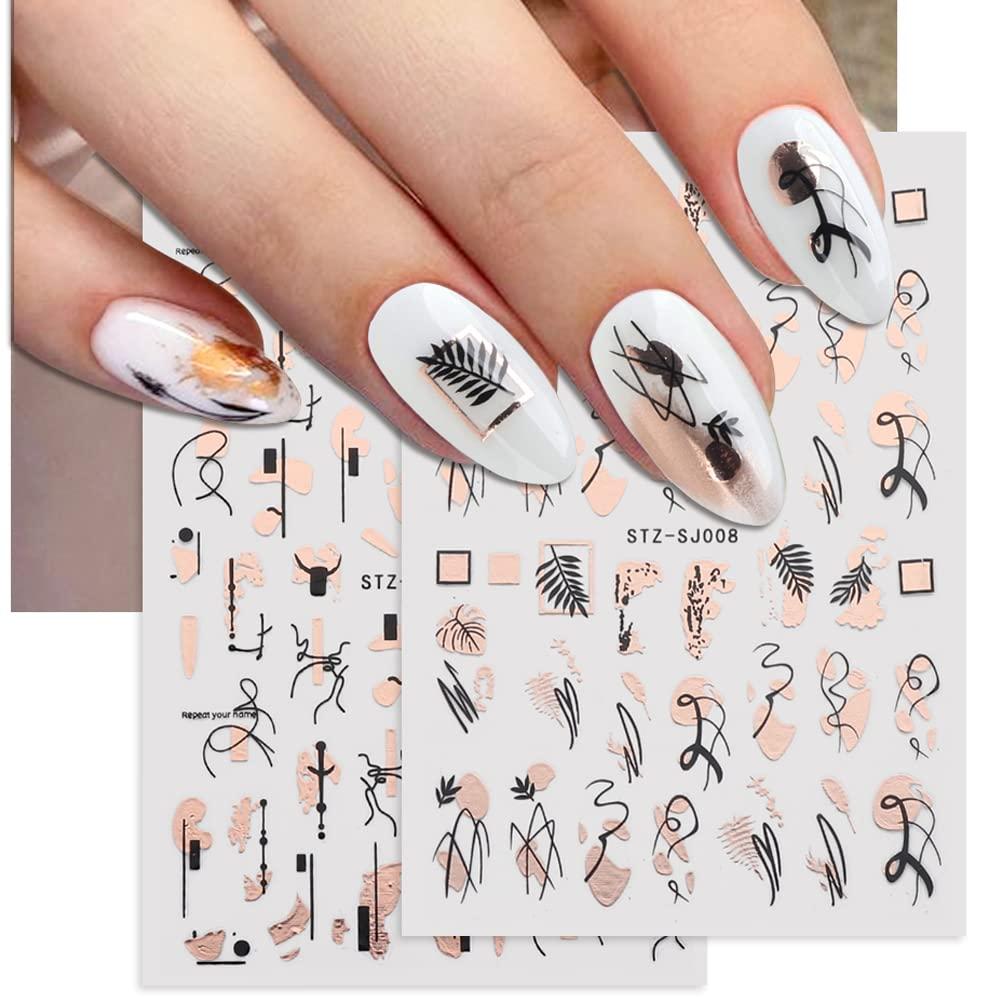 9 Sheets Rose Gold Nail Art Stickers Decal Retro Rose Gold Nail Foil Decals  Nail Supplies 3D Self-Adhesive Graffiti Fun Abstract Leopard Print  Botanical Line Nail Design Luxury for Nail Art Decoration