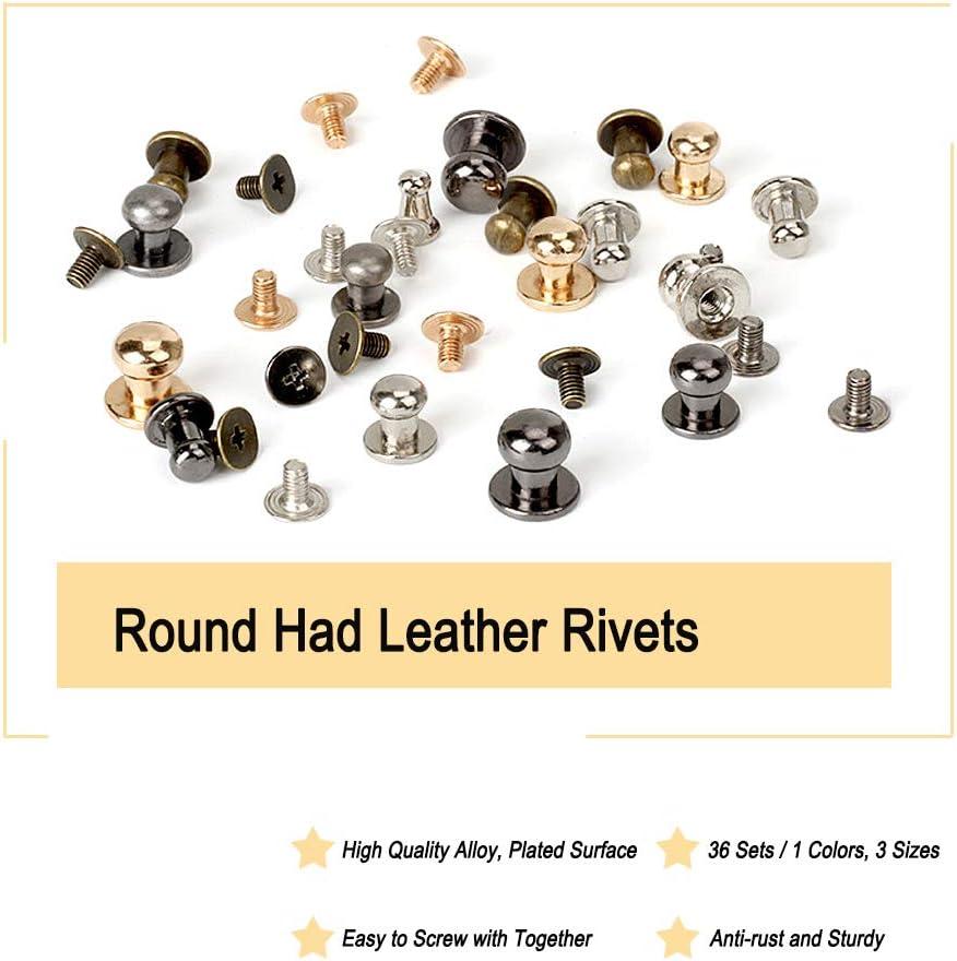  HERCHR 20PCS Rivets for Leather Crafting, Round Head Button  Button Spikes and Studs Rivet Leather Buttons for Clothing Shoes Belts Bags  DIY Craft(7X6mm)