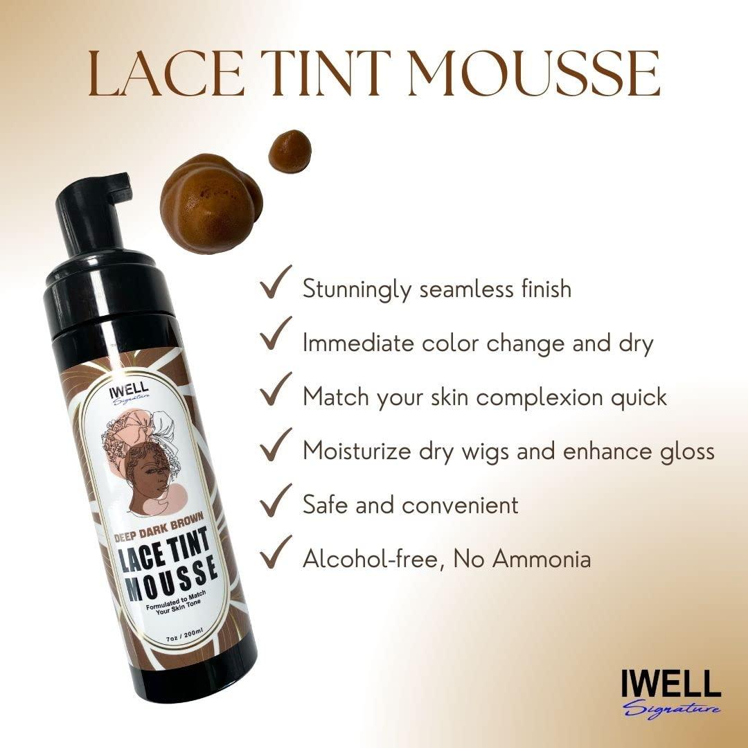 IWELL Signature Lace Tint Mousse 7 fl oz Medium Dark Brown Concealer Tinted Mousse for Lace