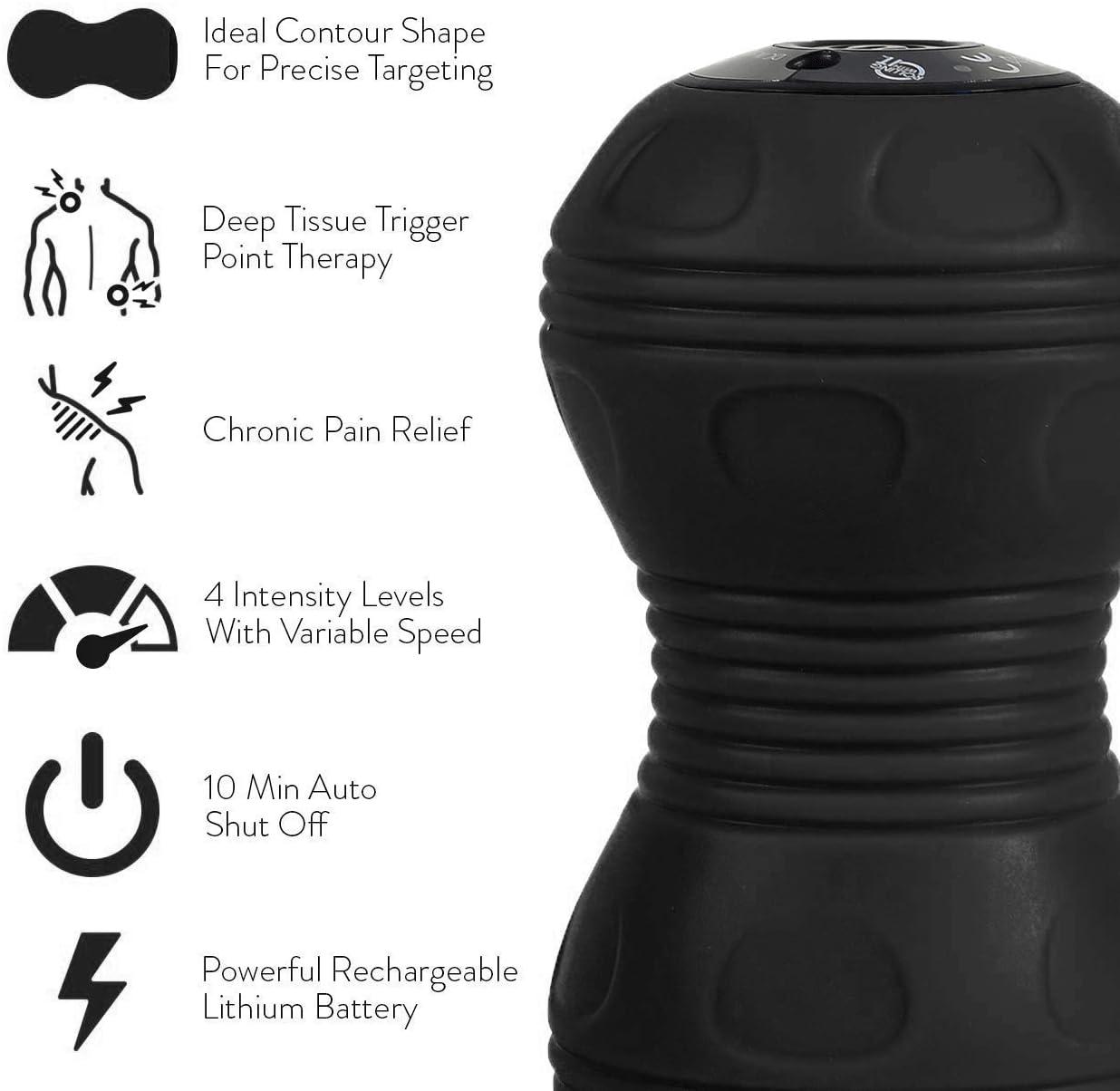 Professional Vibrating Peanut Massage Ball - Deep Tissue Trigger Point  Therapy - Cordless Handheld Massager - 4 Intensity Levels - Black | Buy Now  with Express International Delivery