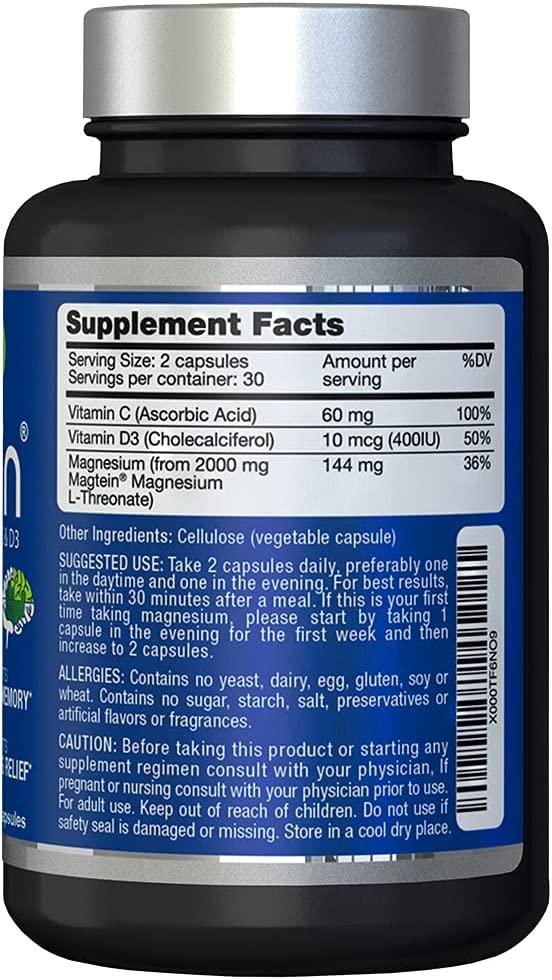 Magtein Magnesium L Threonate Bioavailable and 100 Water Soluble