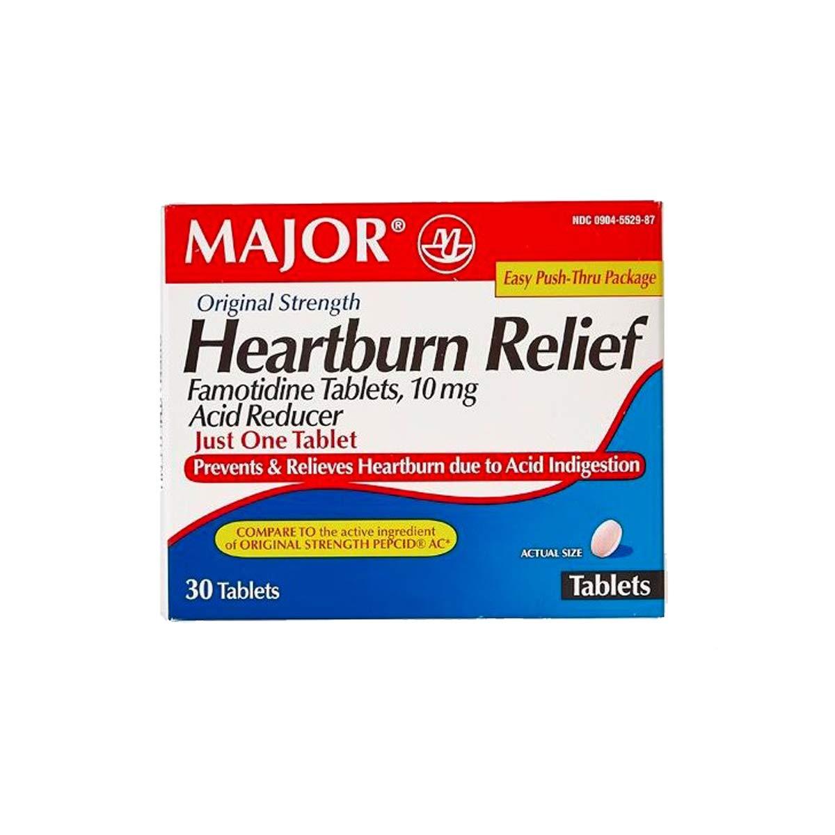 Famotidine Heartburn Relief 10mg Tablets 30 Count Original Strength