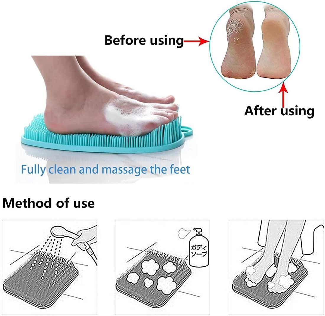 Silicone Shower Foot Scrubber Back Brush Massager Clean Bathroom