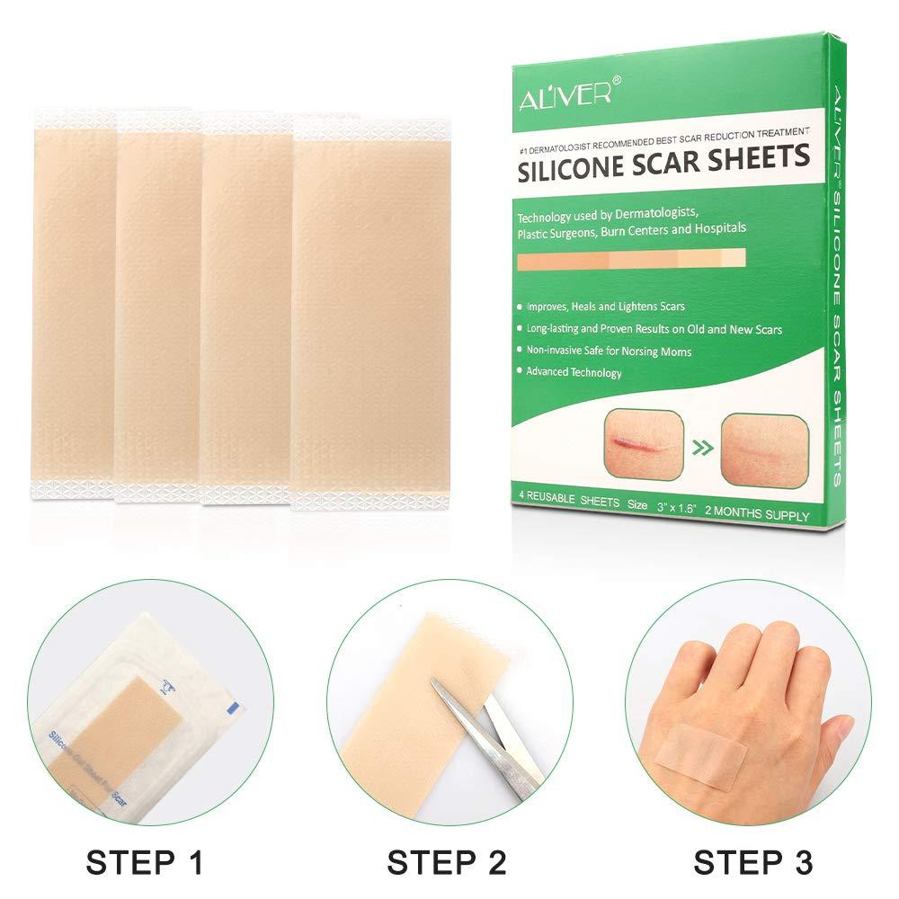 Silicone Scar Removal Sheets, Professional Gel Strips for Scars Caused by  C-Section, Surgery, Burns, Injuries Acne, and Stretch Marks Patch Away,  3