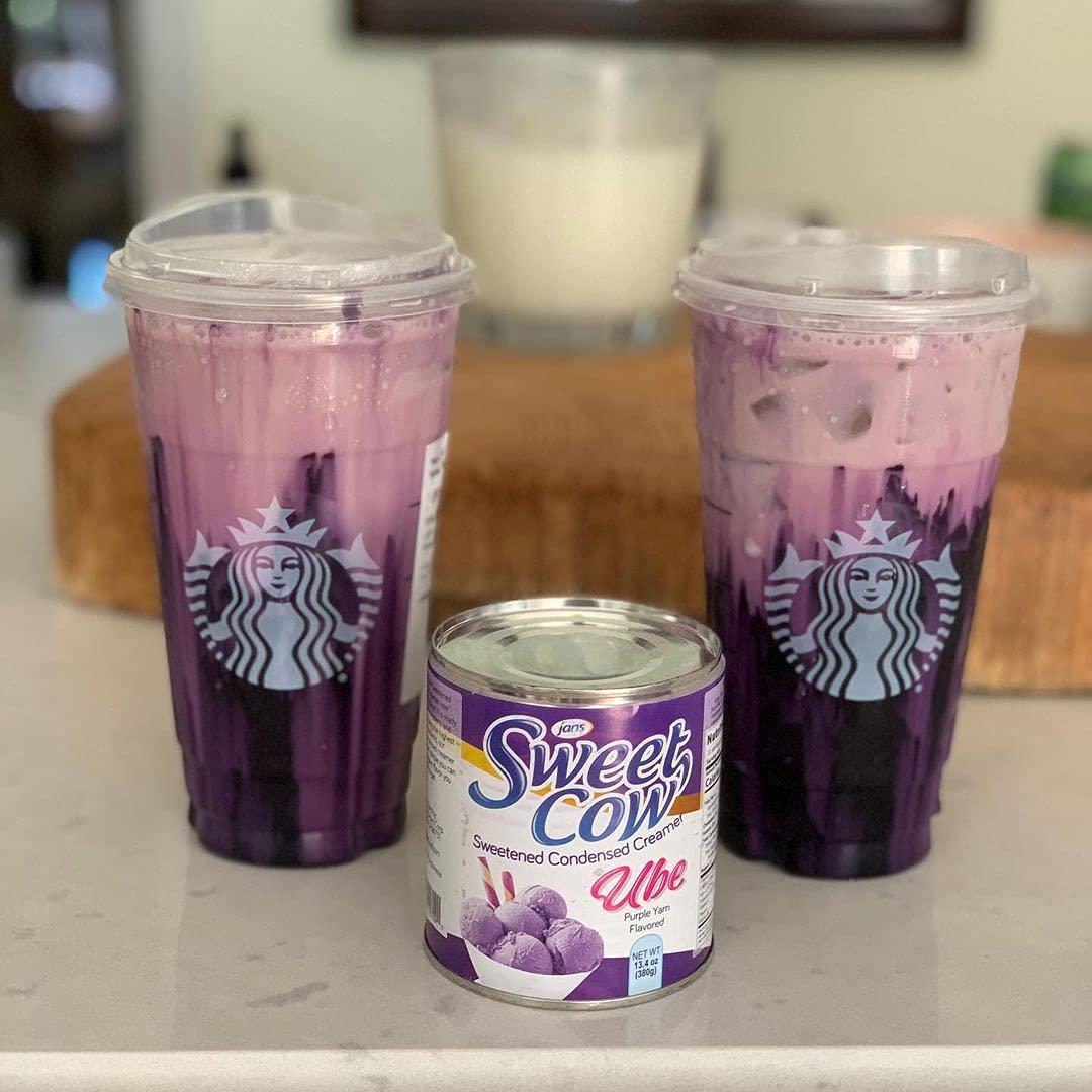 Jans Sweet Cow Ube Sweetened Condensed Creamer 13.40 oz (Ube, Pack of 2) Ube 13.4 Ounce
