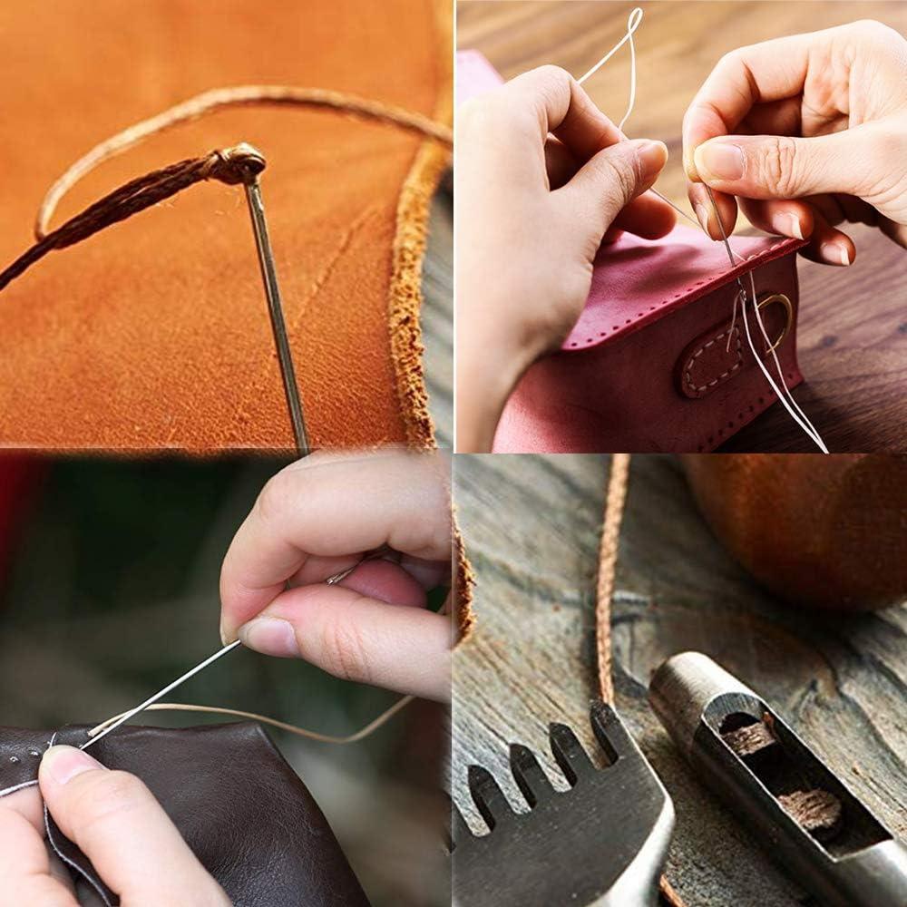 Leather Sewing Thread Stitching String - DIY Craft Flat Waxed Cord 284  Yards (Black)