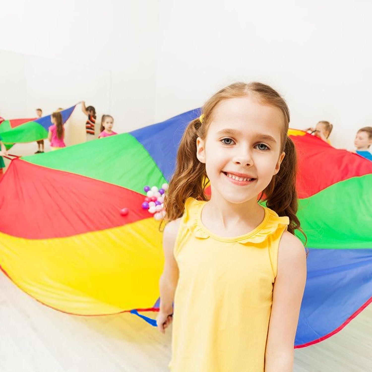thumbnail image 2 of Dulousia Kids Play Parachute - 20ft Rainbow Parachute With Handles For Group Games & Activities 2 of 14