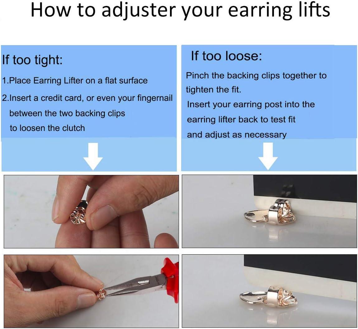 6 PairsEarring Lifters, Adjustable Hypoallergenic Earring Secure