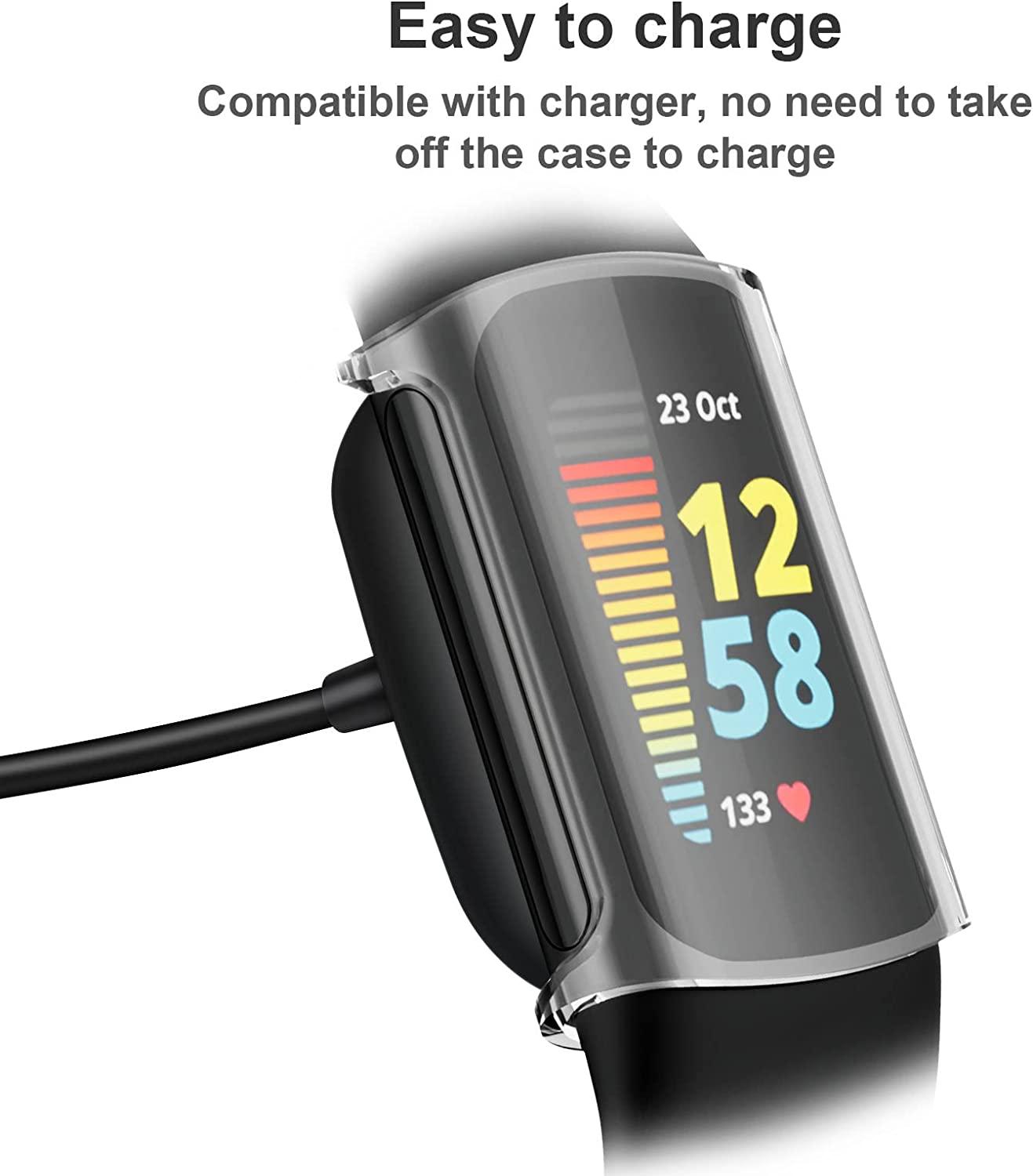 Cuteey 4 Pack Screen Protector for Fitbit Charge 5 Only,Slim Soft Full TPU Cover Case for Fitbit