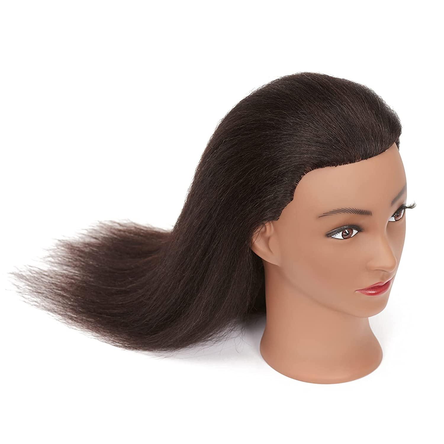 Hairginkgo Mannequin Head 100% Real Hair Manikin Head Styling Hairdresser  Training Head Cosmetology Doll Head for Dyeing Cutting Braiding Practice  with Clamp Stand (2022B0214) 92022B0214