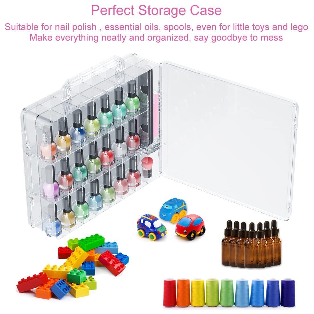 Universal Clear Gel Nail Polish Organizer Case 48 Bottles Holder with