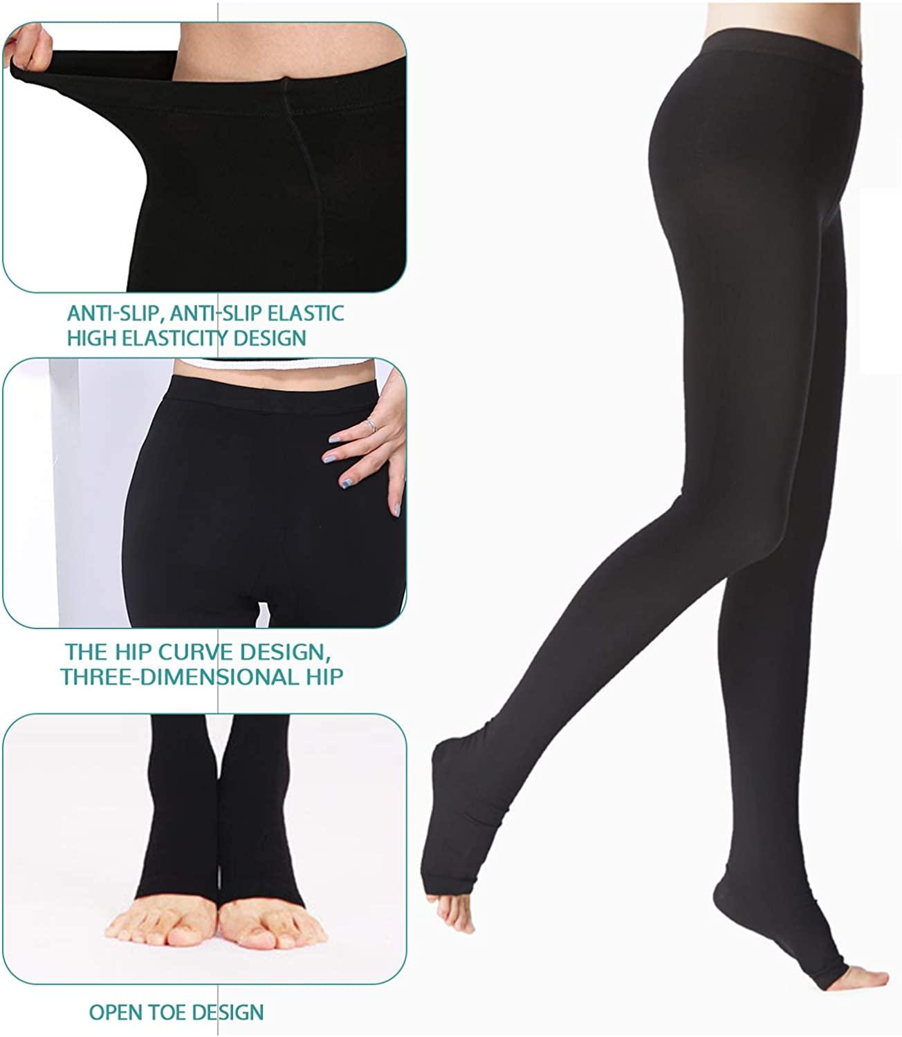 Medical Compression Pantyhose Stockings for Women Men - Plus Size Opaque  Support 20-30mmHg Firm Graduated Hose Tights, Treatment Swelling, Edema  Varicose Veins, Open Toe Black XL