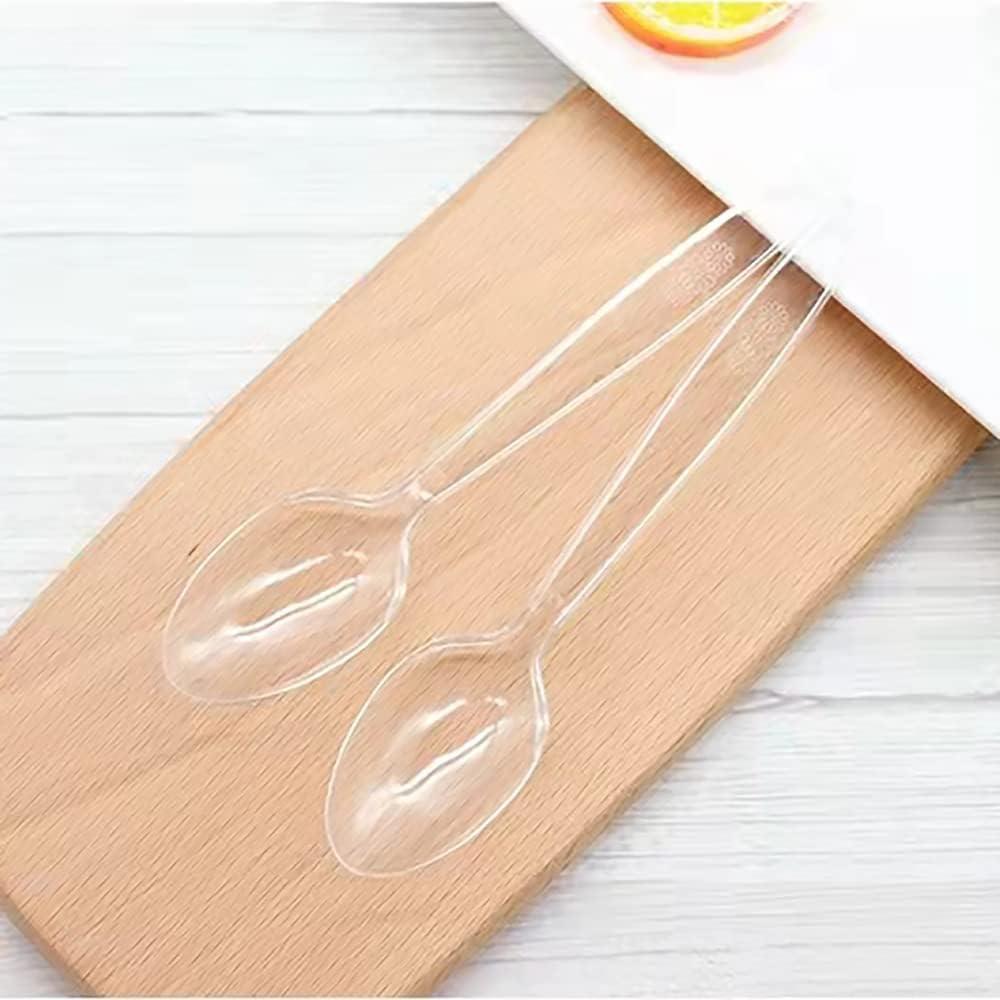 200 Count Clear Plastic Spoons Heavy Weight Disposable Utensils