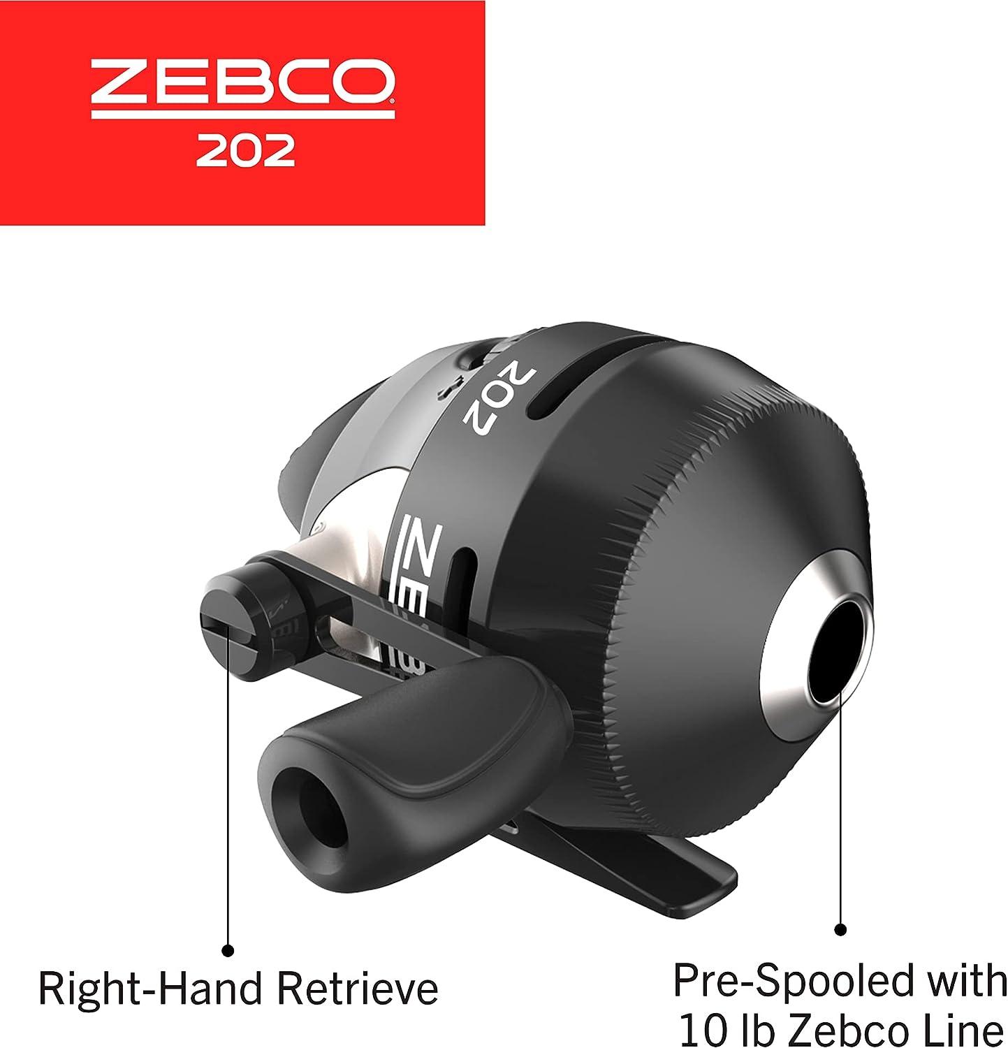 Zebco 202 Spincast Fishing Reel Size 30 - Right-Hand Retrieve | All-Metal Gears | Stainless Steel Pick-up Pin - Pre-Spooled with 10lb Line - Black (Clam Pack) | Buy Now with Express Zebco 202 Spincast Fishing Reel Size 30 - Right-Hand Retrieve | All-Metal Gears | Stainless Steel Pick-up Pin - Pre-Spooled with 10lb Line - Black (Clam Pack) | Buy Now with Express