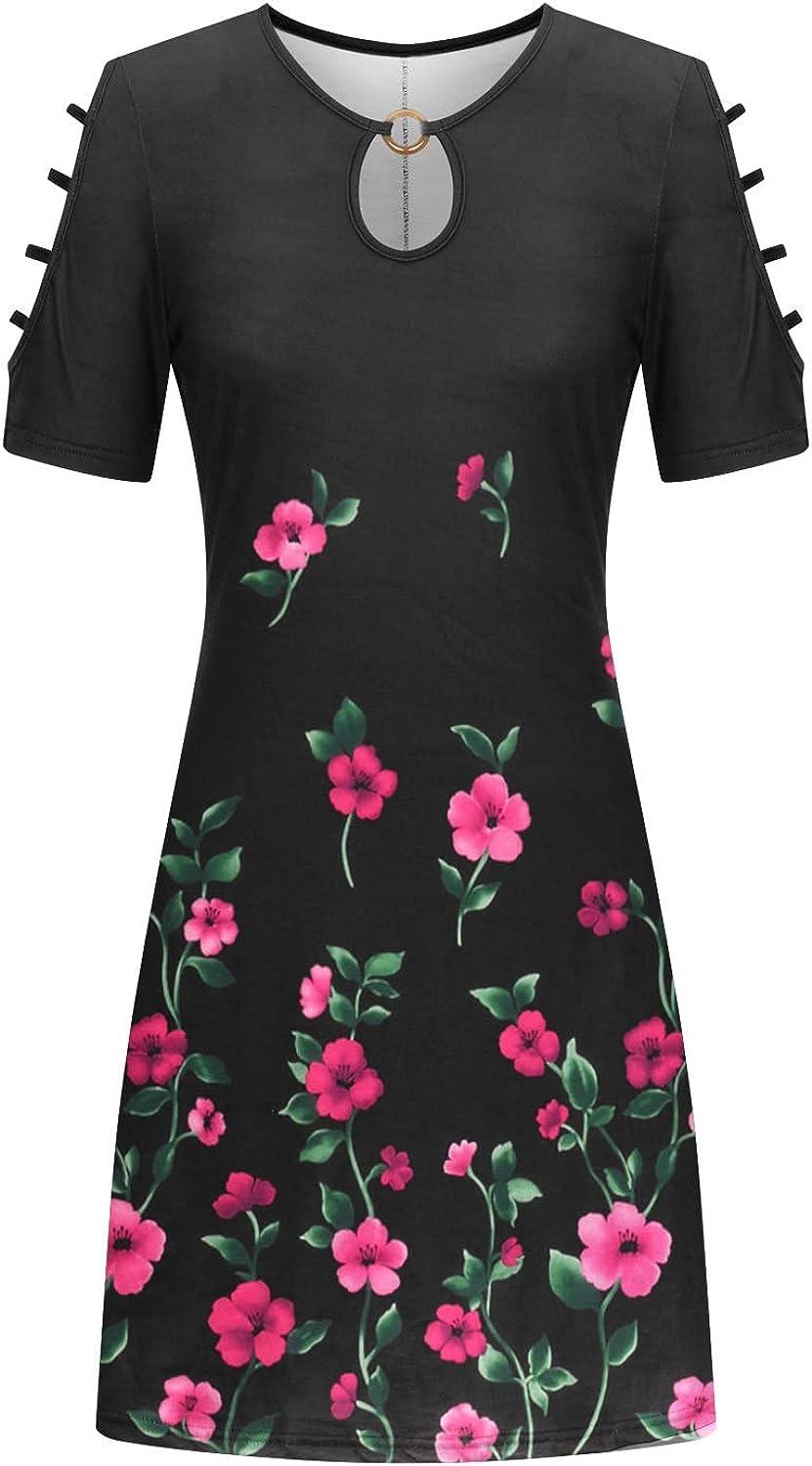 BOXIACEY Womens Casual Floral Print Cold Shoulder Swing Dress - Large,  Purple | Buy Now with Express International Delivery | GoSupps.com