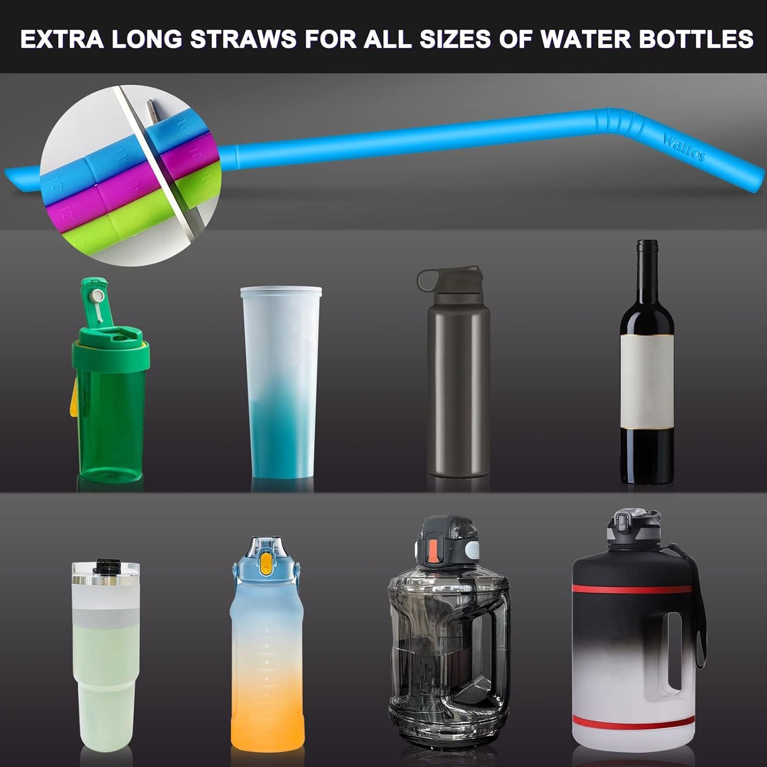 Extra Long 14.5 Inch Reusable Silicone Straws for Wine Bottle,1 Gallon/128  64 75 OZ Water Bottle,Mugs,1/Half Gallon Hydro Water Jug, Flexible Tall