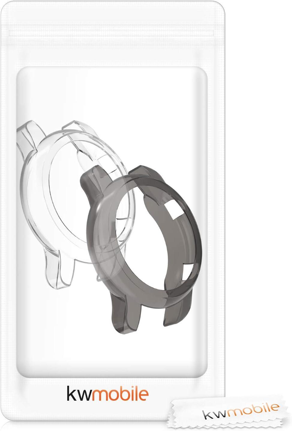 Coque De Protection Pour Amazfit GTR 47mm – 2 étuis Cadre En Silicone Transparent/noir – Anti-rayures, Léger, Accès Aux Boutons