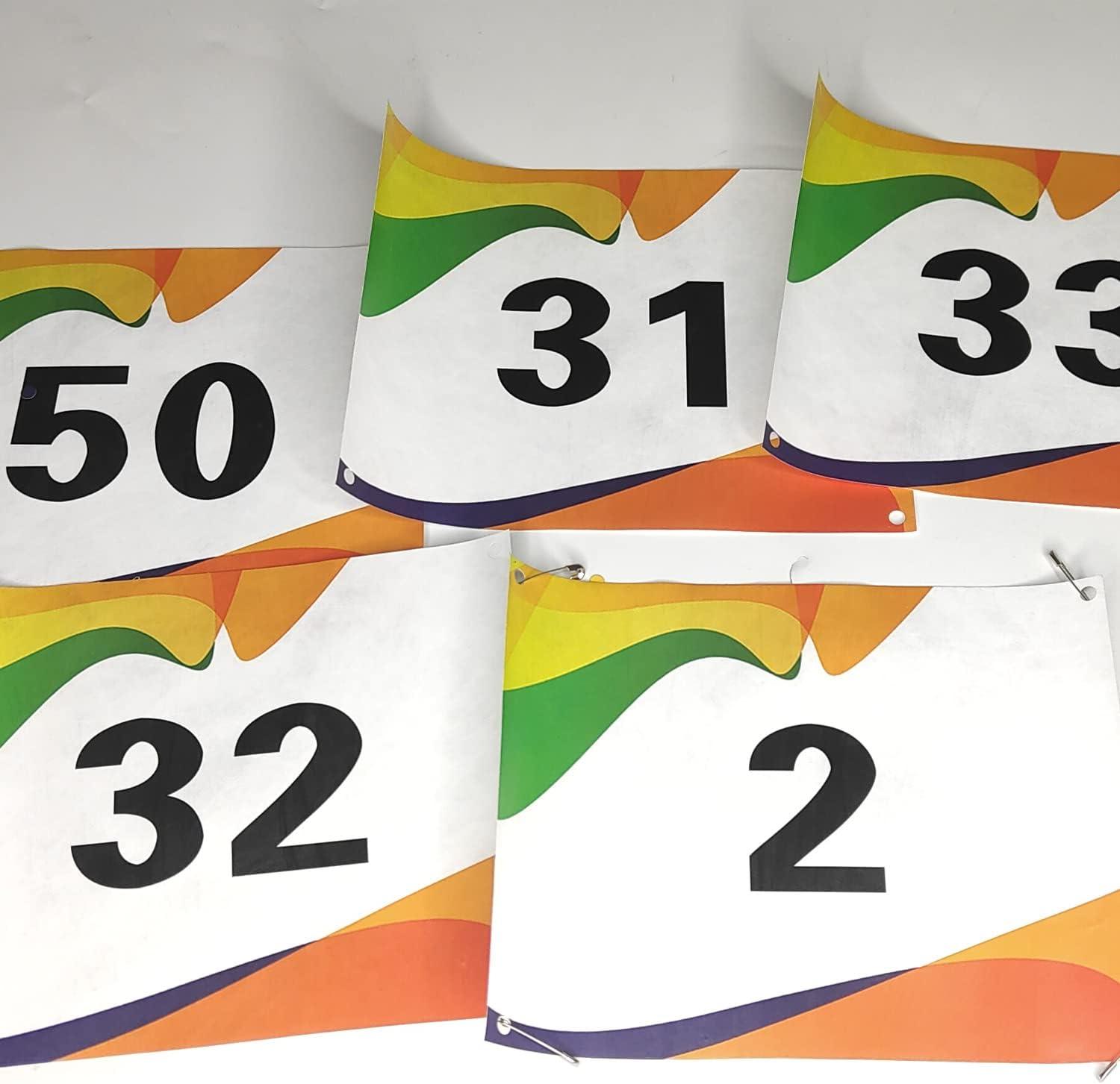 Running Bib Numbers with Safety Pins for Marathon Sports Competition Events  Tearproof Waterproof 6 x 7.5 Inch
