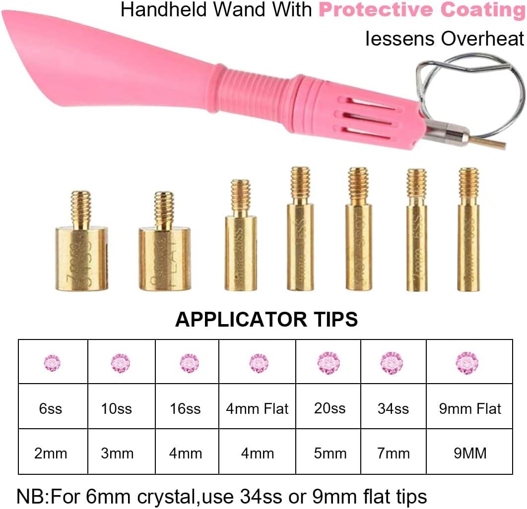 Hotfix Rhinestone Applicator, 7 in 1 Professional Iron-on DIY Hot Fix Tool  Rhinestone Setter Applicator Wand Crystal Gem Tool Kit with 7 Different  Sizes Tips, Support Stand (Pink)