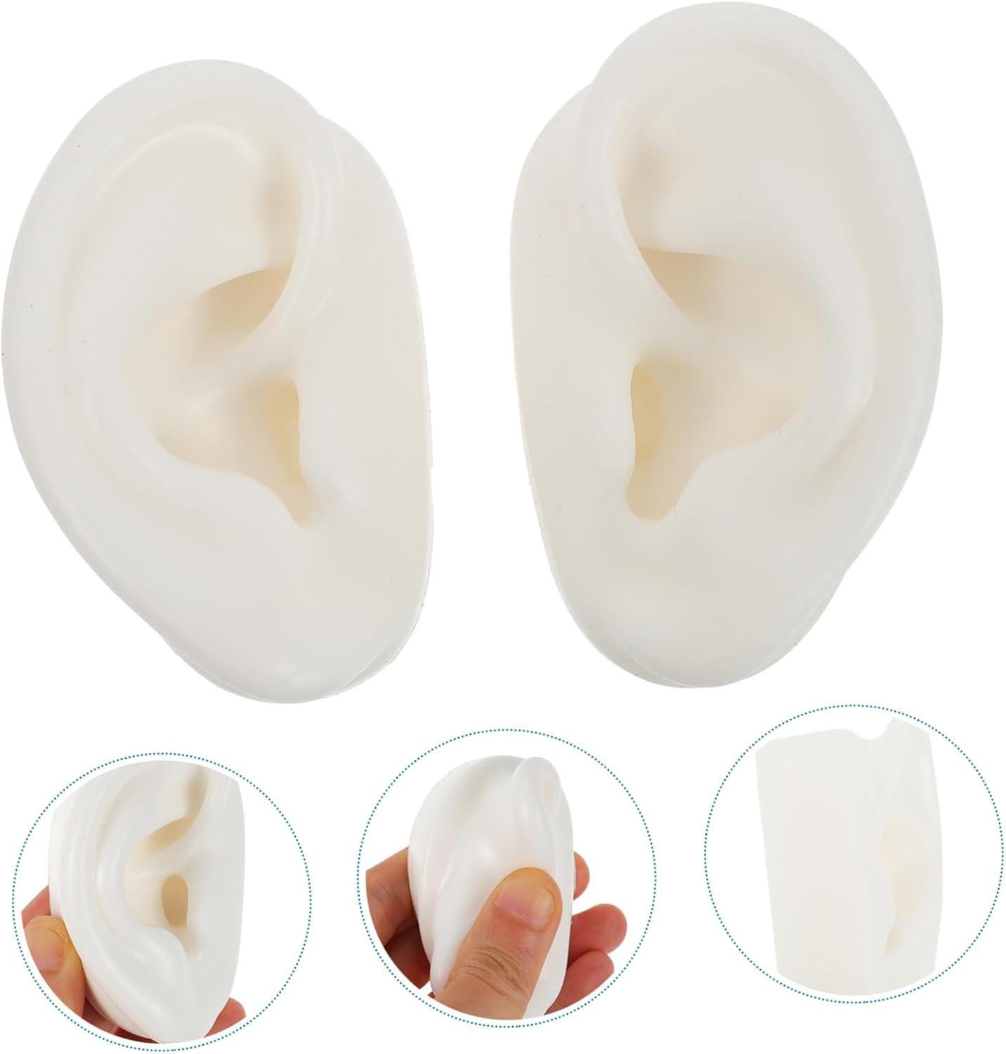 4 Pairs Artificial Silicone Ear Models for Studs Realistic Ear Molds ...