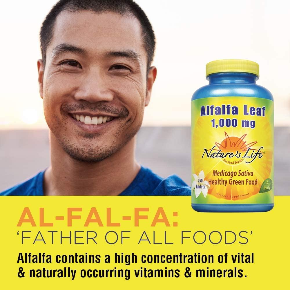 Natures Life Alfalfa Leaf Tablets 1000mg Vitamin Rich Green Superfood