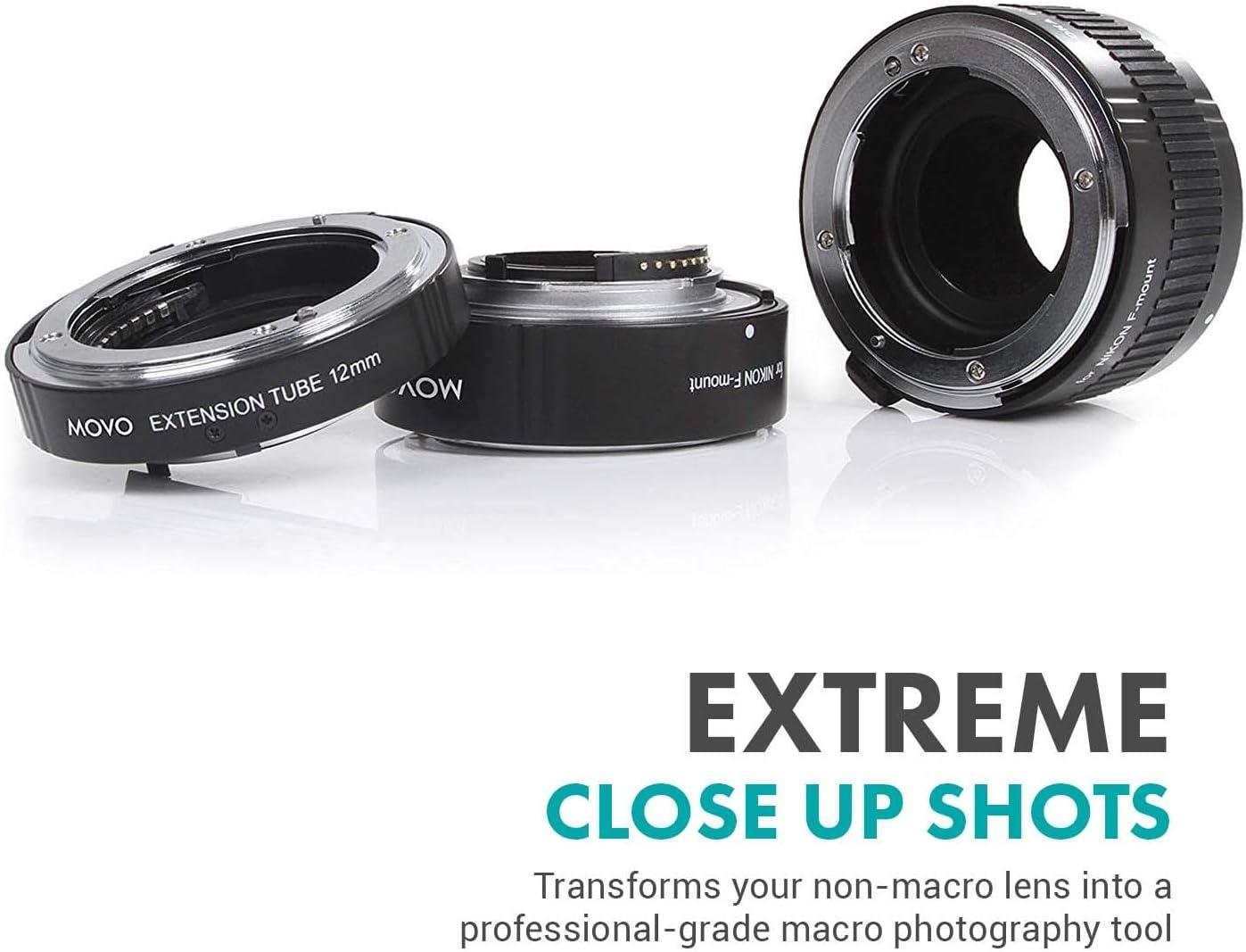Movo Photo AF Macro Extension Tube Set for Nikon DSLR Camera
