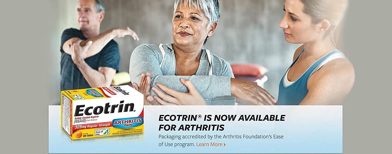 Ecotrin Regular Strength Safety Coated Aspirin Arthritis Pain 300