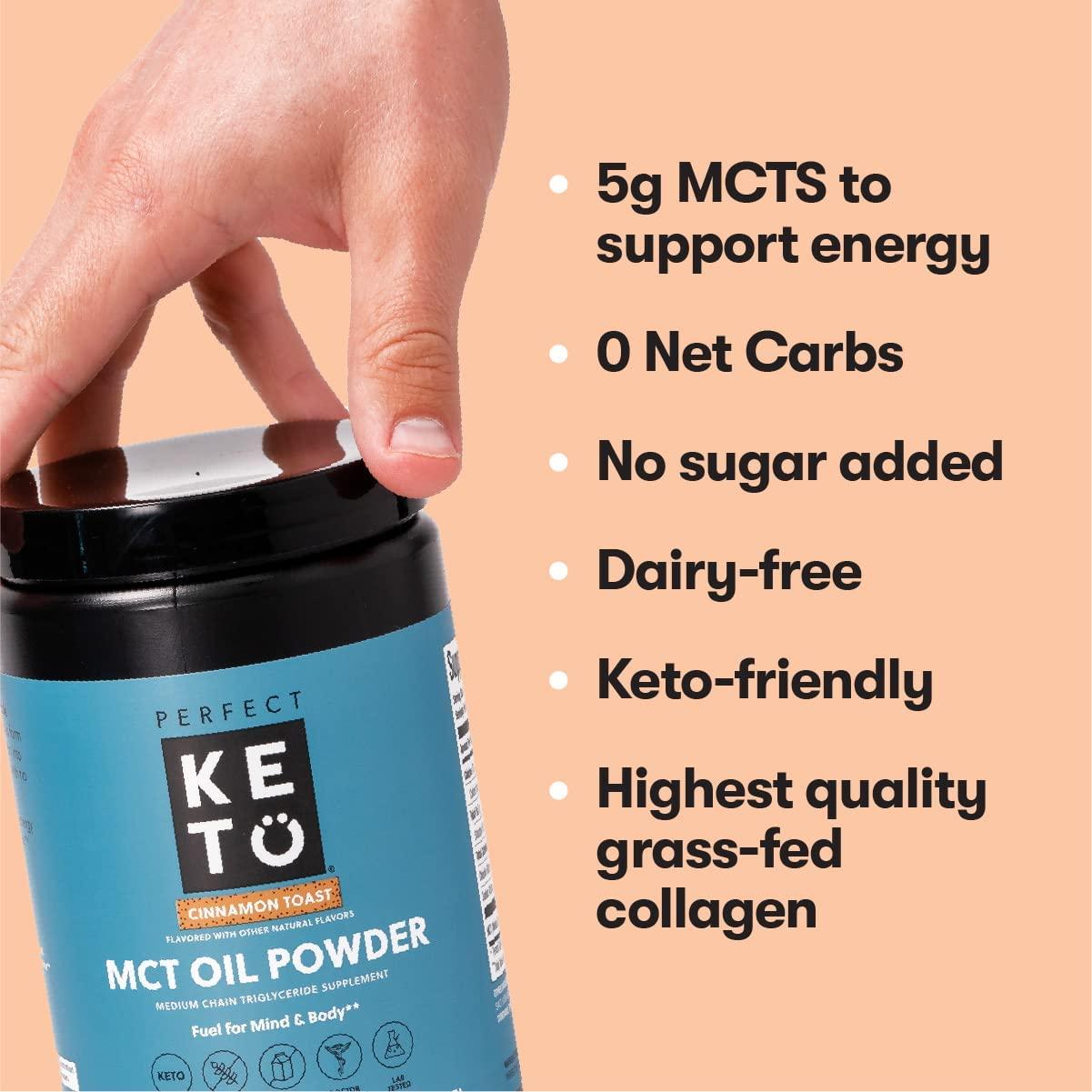 Perfect Keto MCT Oil C8 Powder Coconut Medium Chain Triglycerides for