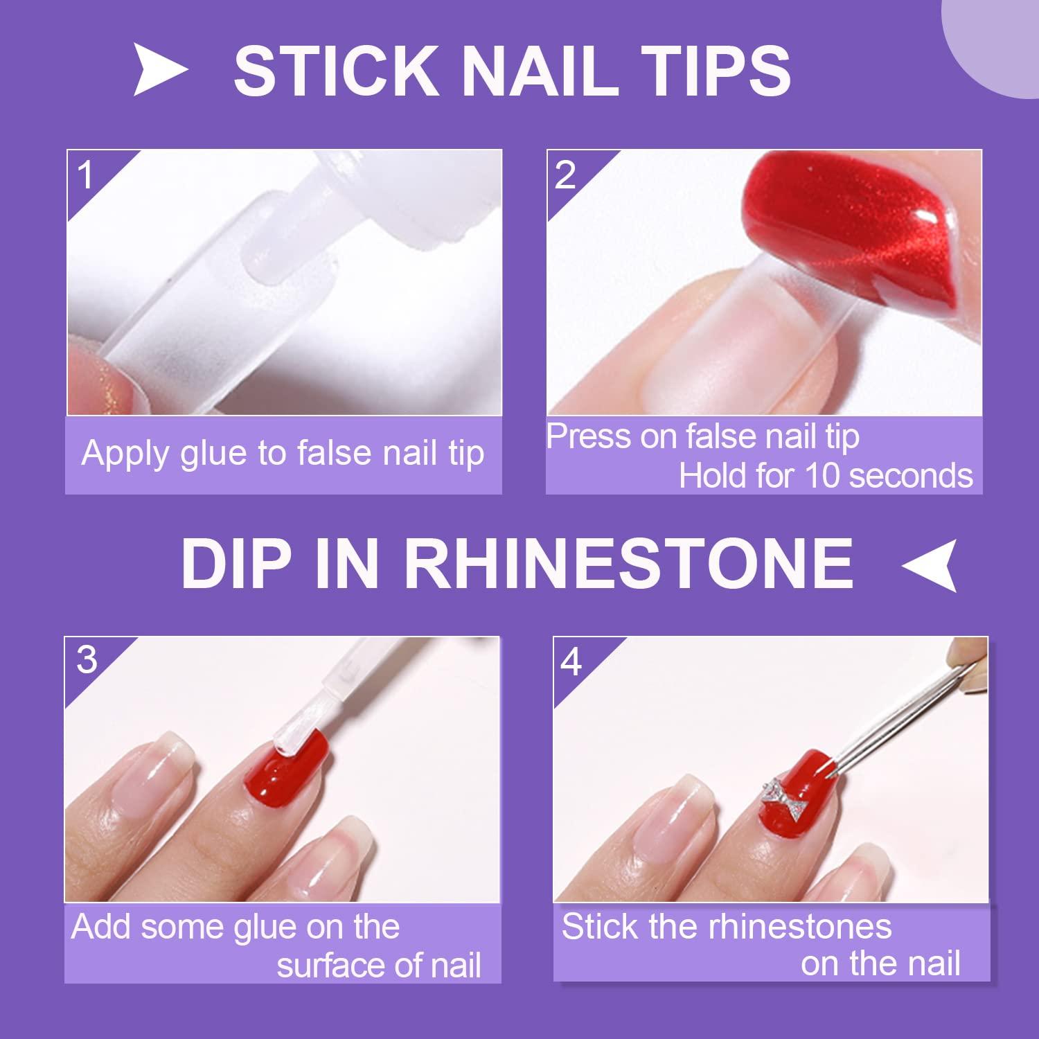 Nail Glue,Brush On Nail Glue,Nail Glue for Acrylic Nails INFILILA Strong Nail  Glue Professional Nails Glue Nail Glue for Broken Nail Nail Glue for Nail  Tips Nail Tip Glue 7ML/(4PCS)