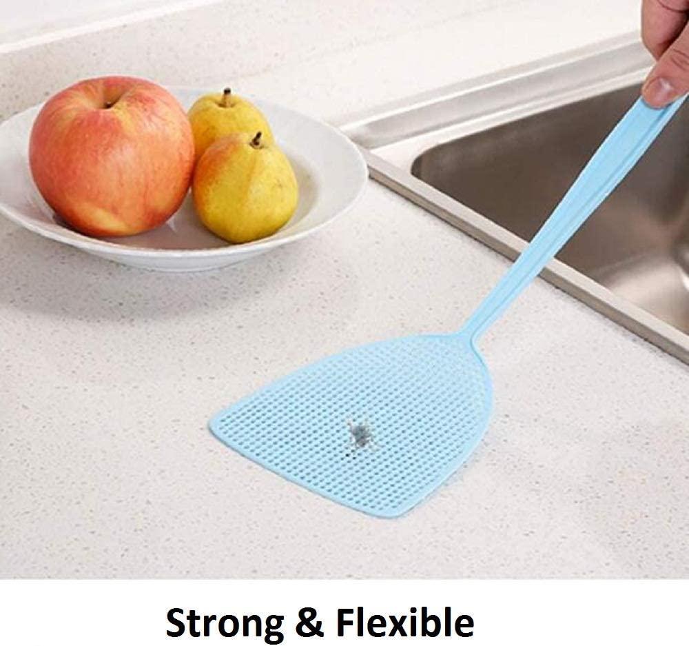 Fly Swatter, 4 Pack Long Plastic Fly Swat Set Heavy Duty with Flexible Strong Handle Assorted