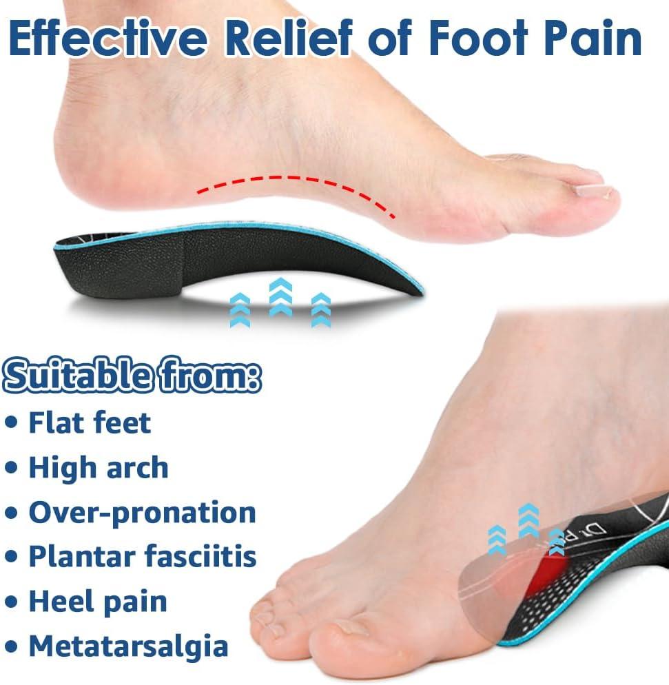 3/4 Plantar Fasciitis Insoles High Arch Support Inserts for Foot