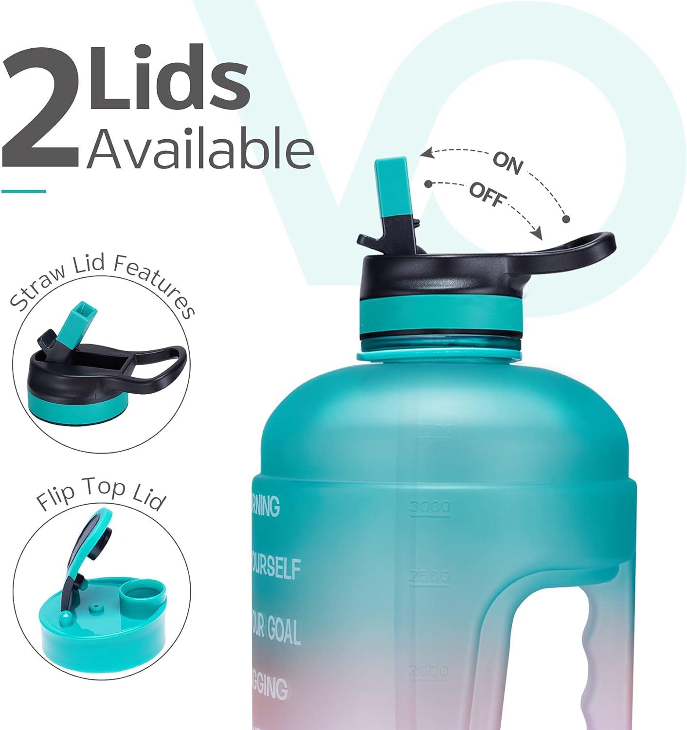 Half Gallon 64oz Water Bottle With Lid Strap and Holder Bpa free