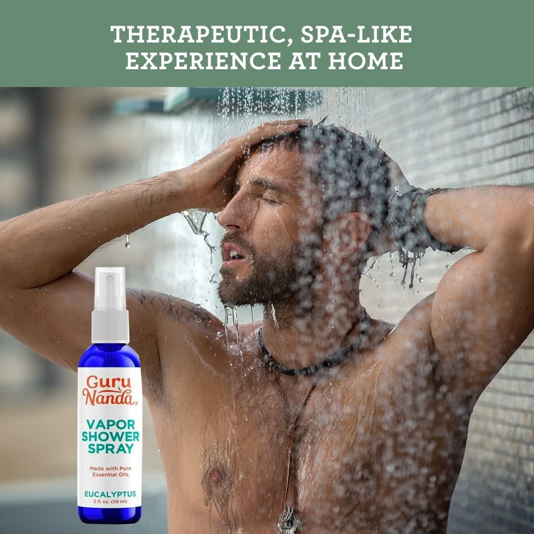 GuruNanda Eucalyptus Shower Spray Aromatherapy (4 Fl.Oz), Daily Shower