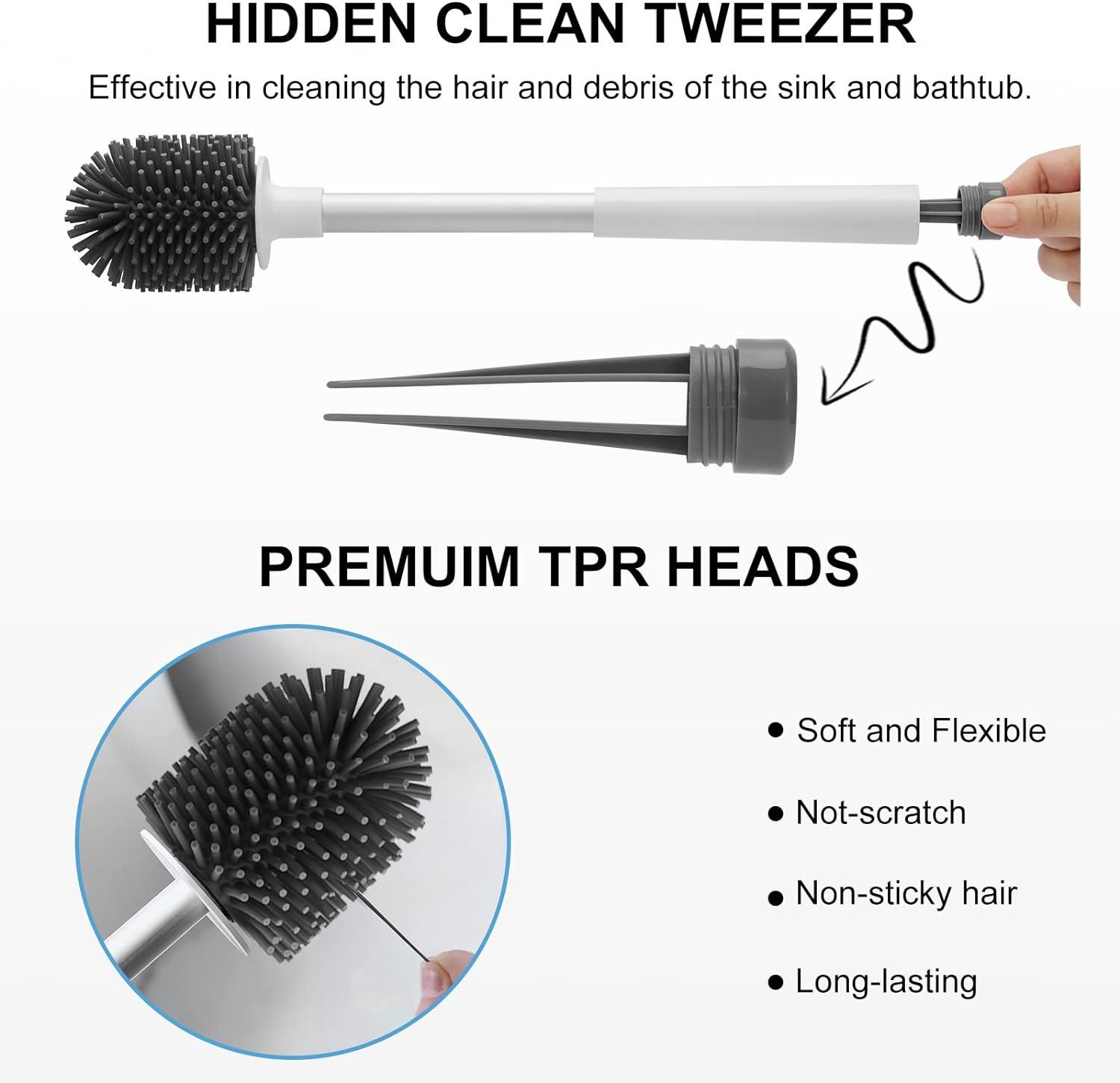 Bathroom Cleaning Tool Toilet Double Brush with Silicon Bristles