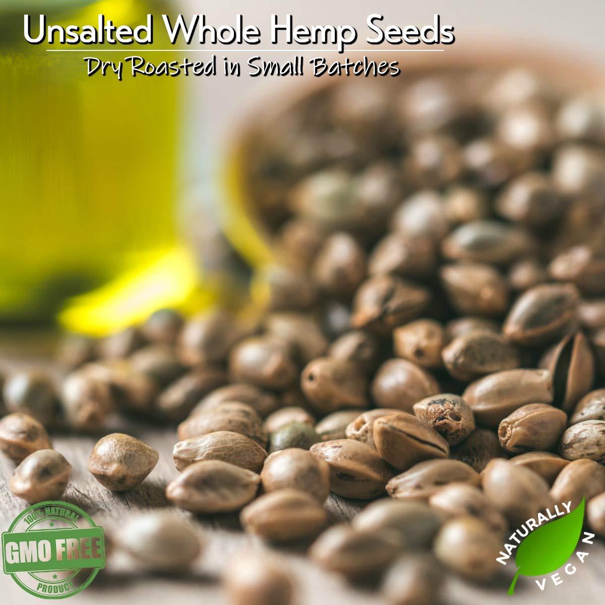 GERBS Roasted Unsalted Whole Hemp Seeds 2 LBS. Premium Grade