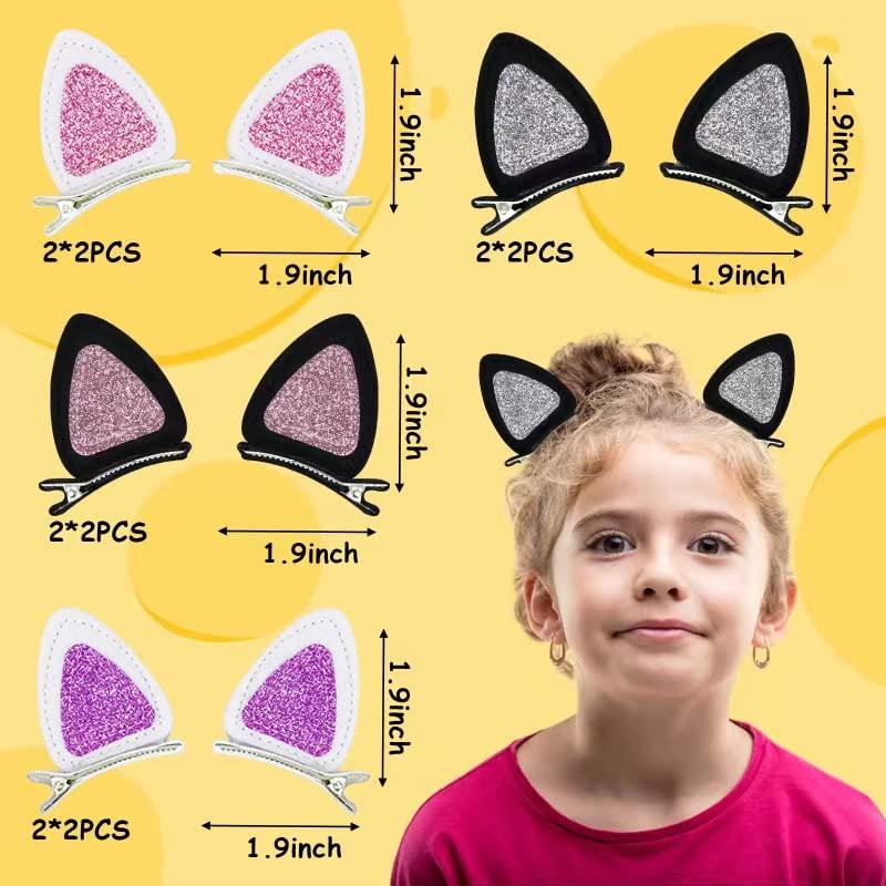 16 Pcs Cat Ears Hair Clips for Girls Animal Hair Pins for Toddlers