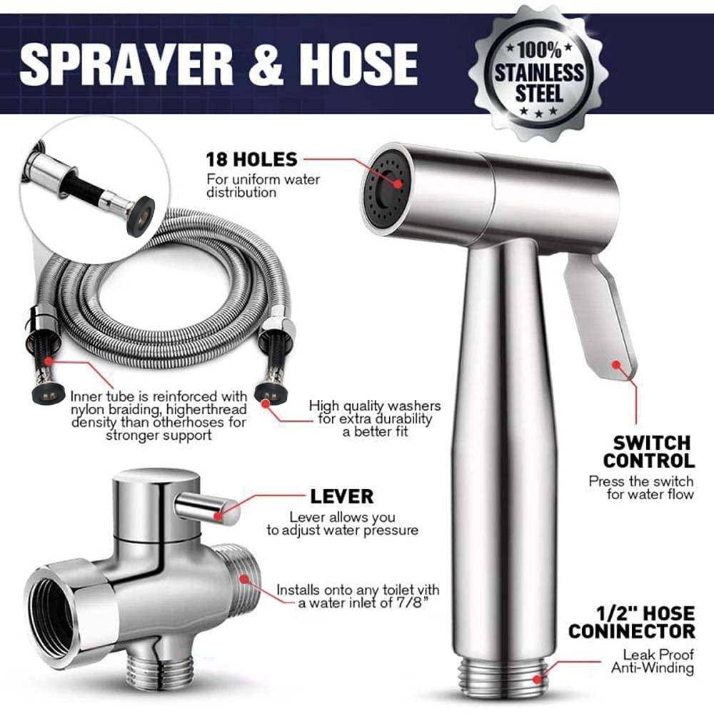 New VersionHandheld Bidet Toilet Sprayer, Premium Stainless Steel