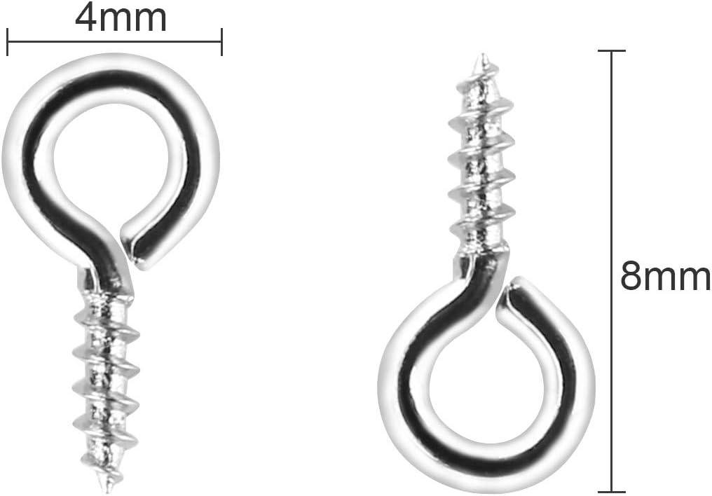 500PCS Small Screw Eye Pins, 4 x 8mm Small Eye Hooks for Jewelry Making, Eyelets Screw Threaded