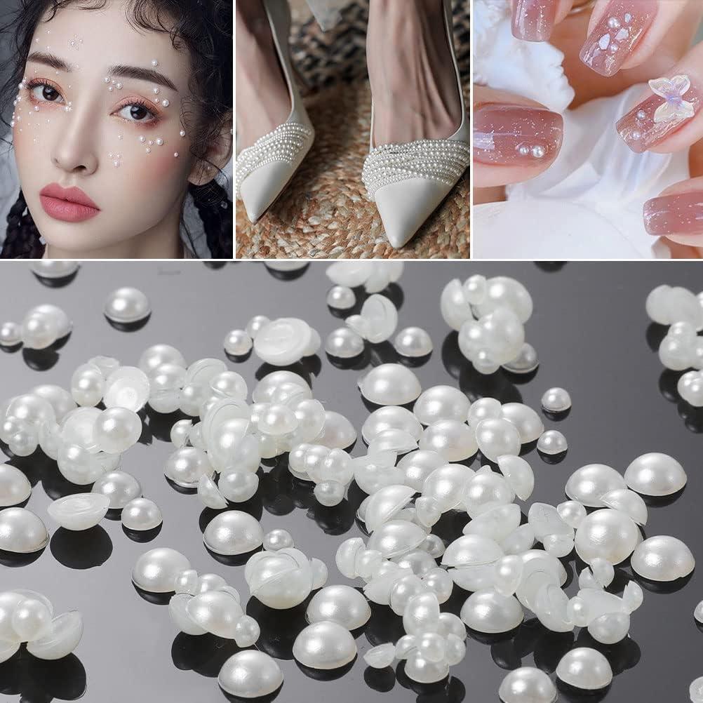  EXCEART 12 Sheets Pearl Flatback Beads Hair Diamonds Stick on  Pearl Nail Charms Pearl Face Stickers Pearl Nail Gems Clear Round Stickers  Pearls for Nails Crafts Child White Symphony : Beauty