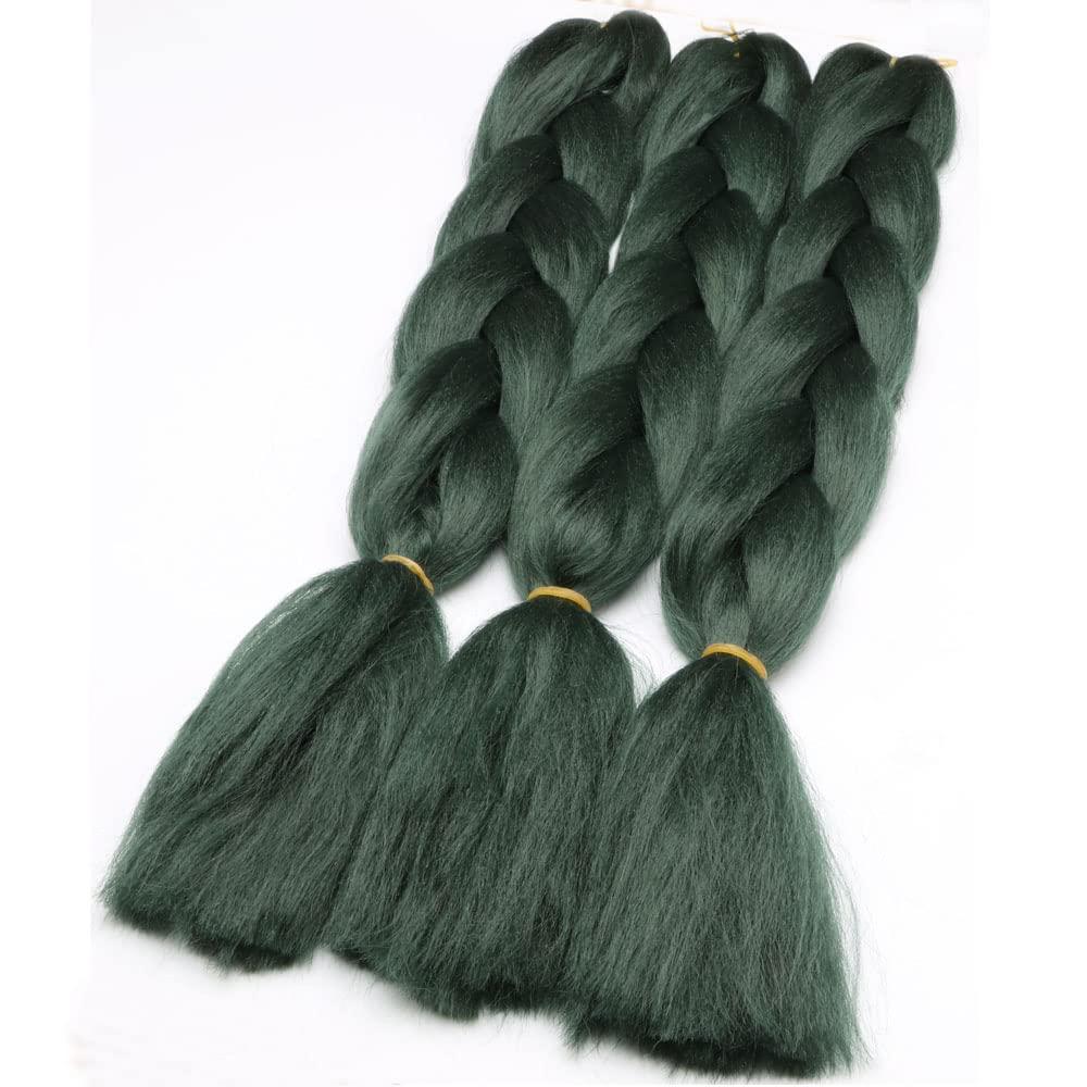 Original Jumbo Braids Hair Extension Pure Solid Dark Green Color