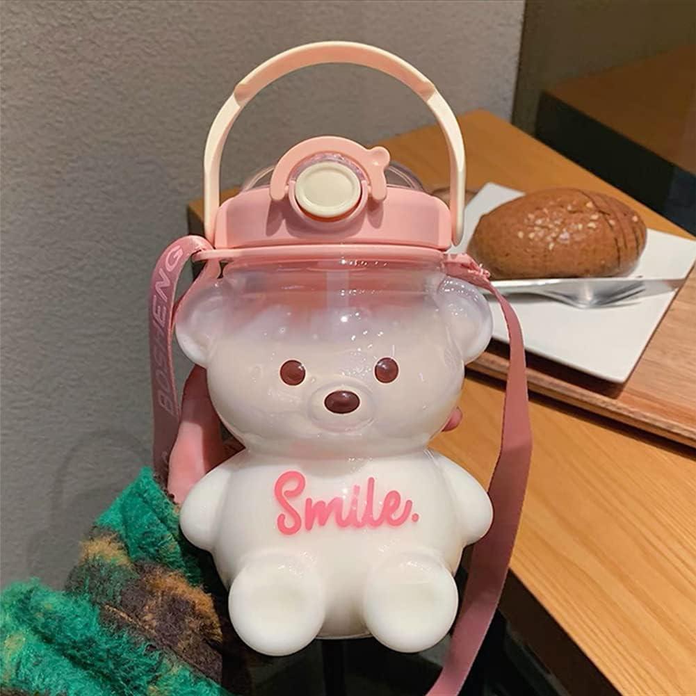JQWSVE Cute Water Bottles, Kawaii Bear Water Bottle with Straw and Sticker,  Portable Square Drinking…See more JQWSVE Cute Water Bottles, Kawaii Bear
