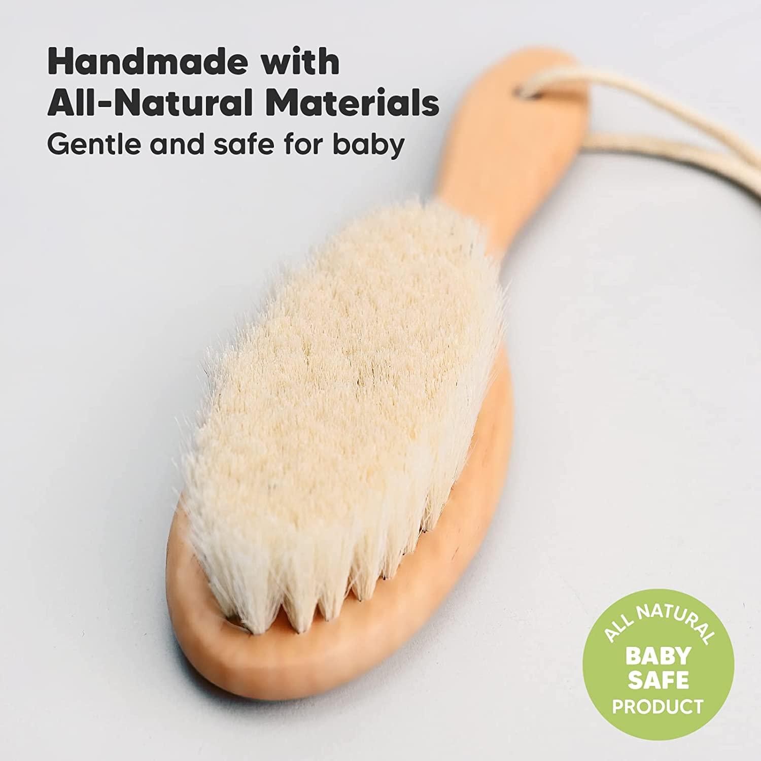 Baby Hair Brush Baby Brush with Soft Goat Bristles Cradle Cap Brush