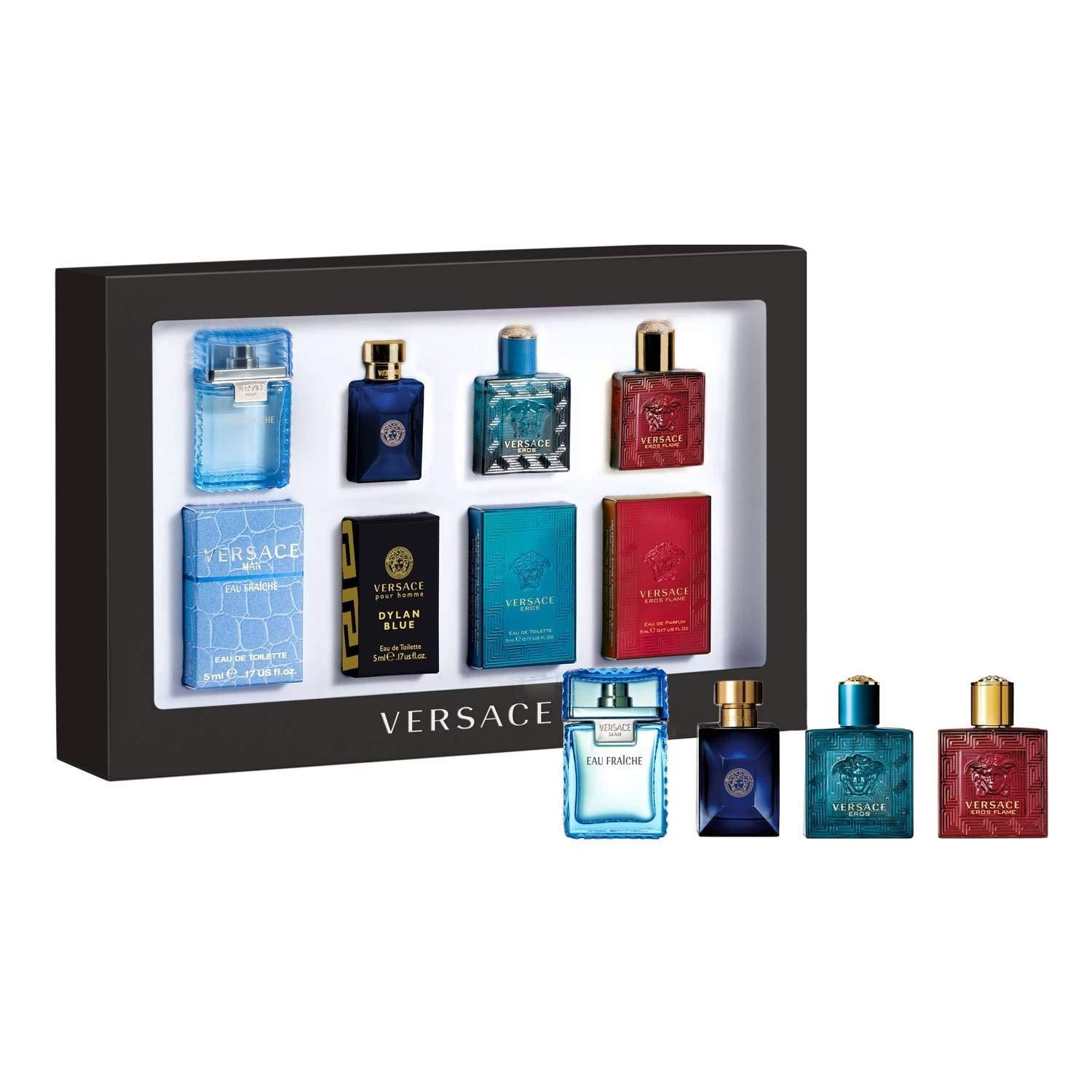 Versace 4 Piece Mini Gift Set for Men Eau Fraiche Dylan Blue Eros