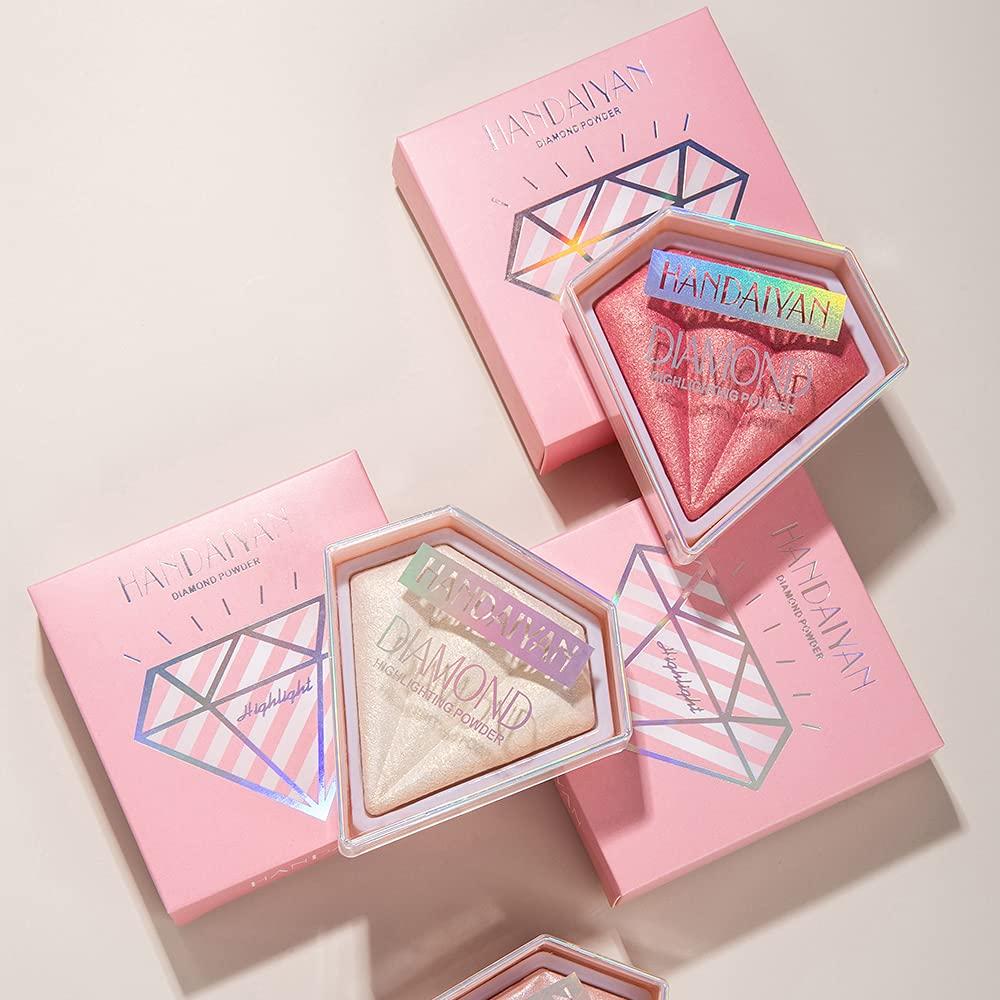 Face Glitter Blush Pink Shimmer Highlighter Blusher Powder Makeup Cosmetics Facial Contour