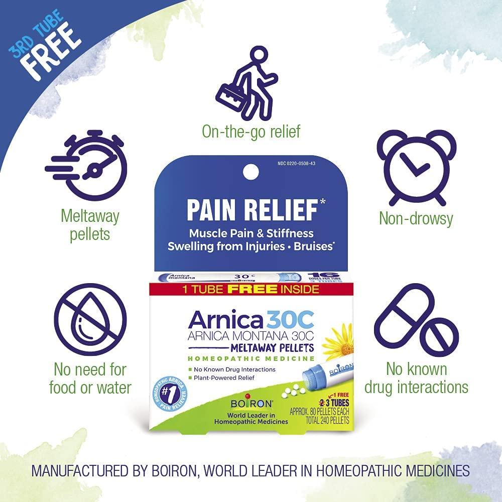 Boiron Single Remedies Arnica Pain Relief 30 C 3 Tubes 80 Pellets Each