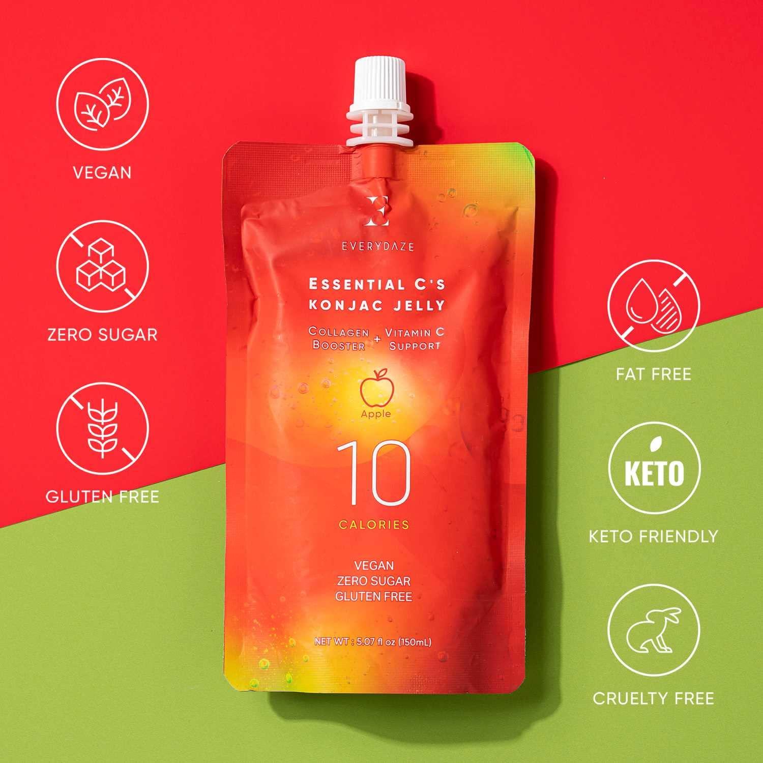 EVERYDAZE Vegan Collagen + Vitamin C Konjac Jelly 10 Calories, 0