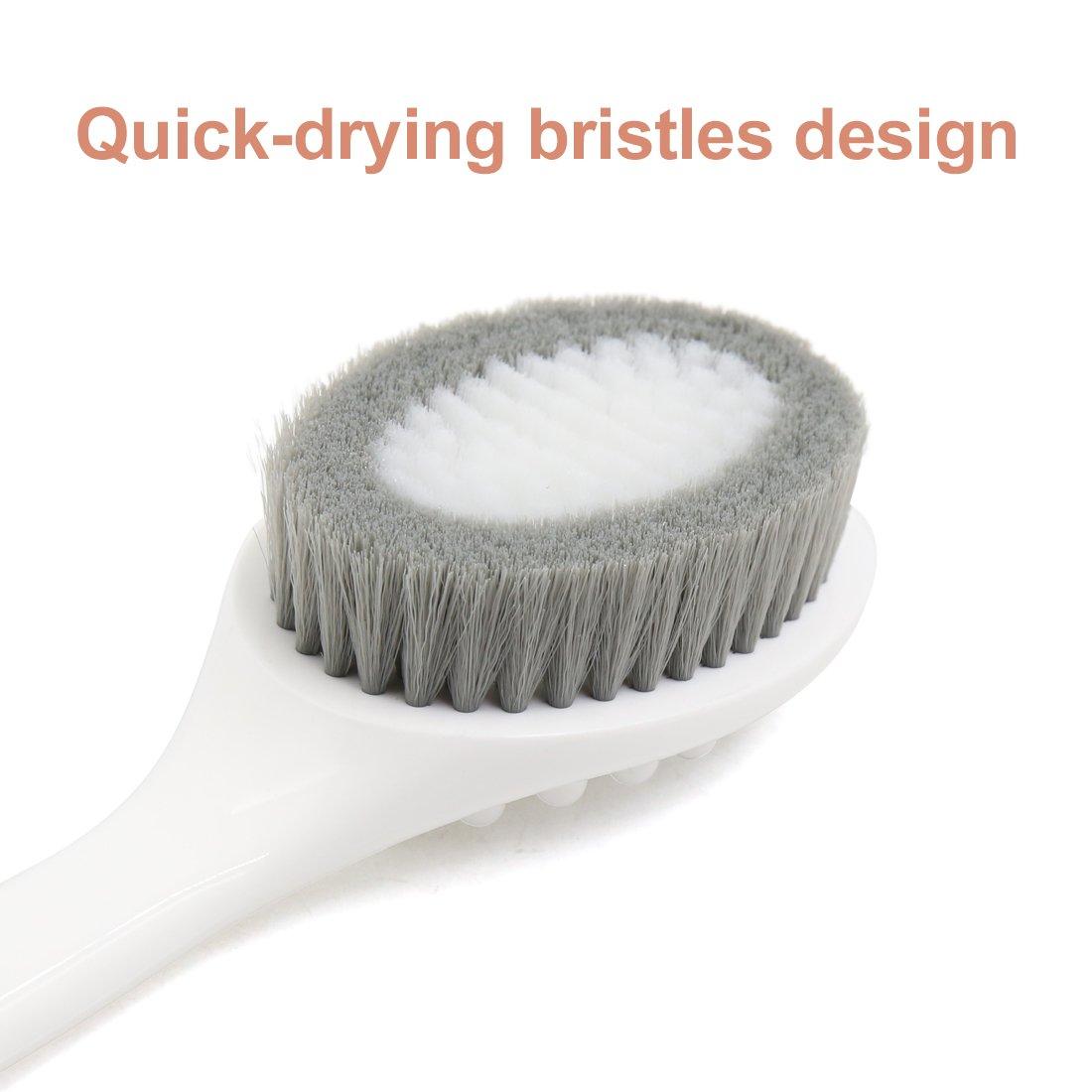 uxcell Gray Exfoliating Massager with Long Wooden Handle Ideal for